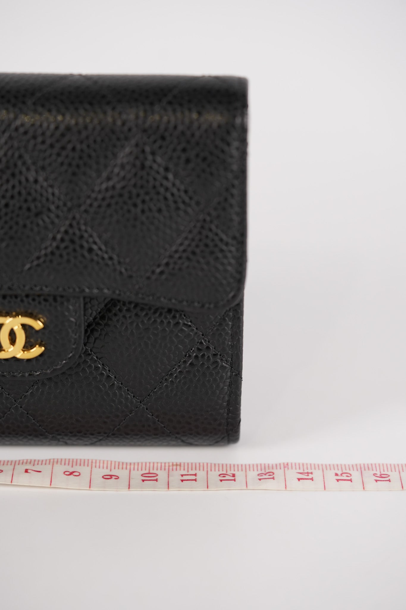 Classic Compact Trifold Wallet in Black Caviar Leather Gold Hardware (Series 27) | Purse Maison Luxury Bags Shop