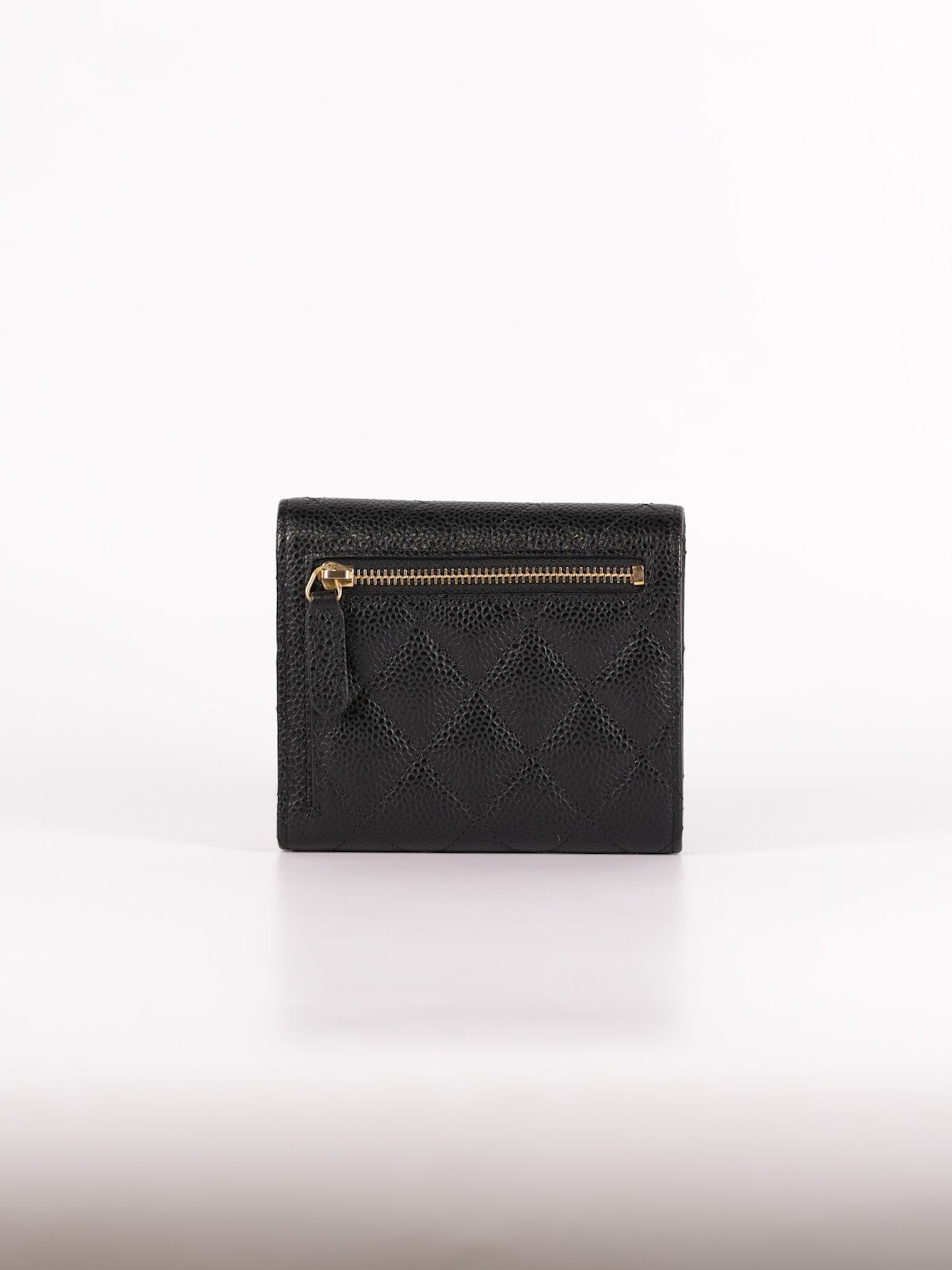 Classic Compact Trifold Wallet in Black Caviar Leather Gold Hardware (Series 27) | Purse Maison Luxury Bags Shop