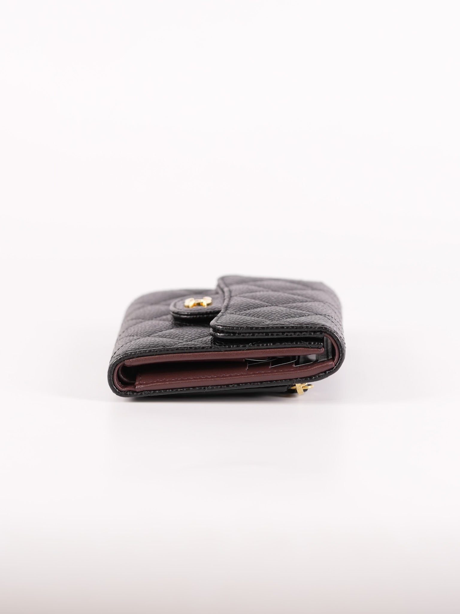 Classic Compact Trifold Wallet in Black Caviar Leather Gold Hardware (Series 27) | Purse Maison Luxury Bags Shop
