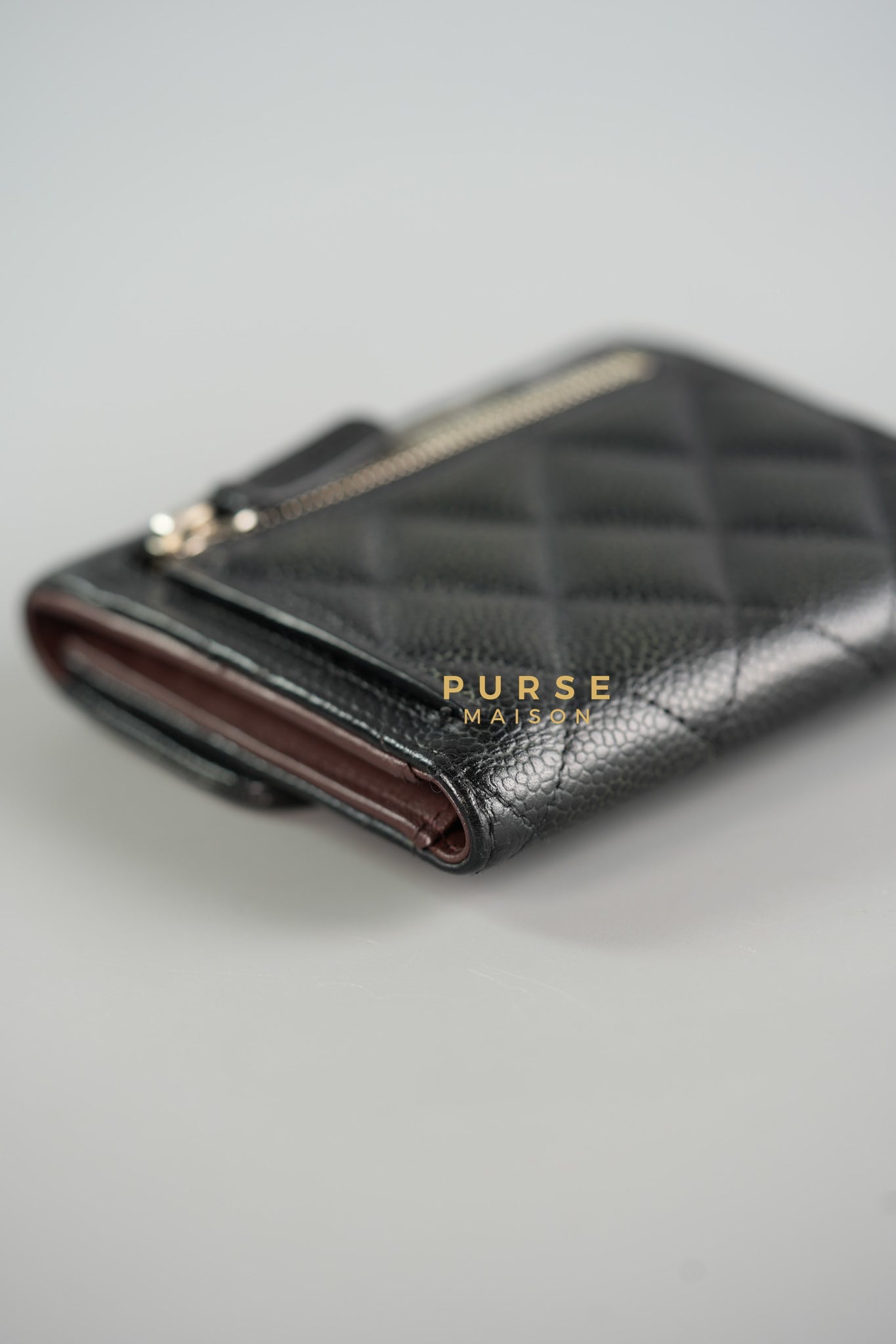 Classic Compact Trifold Wallet in Black Caviar & Silver Hardware Series 27 | Purse Maison Luxury Bags Shop