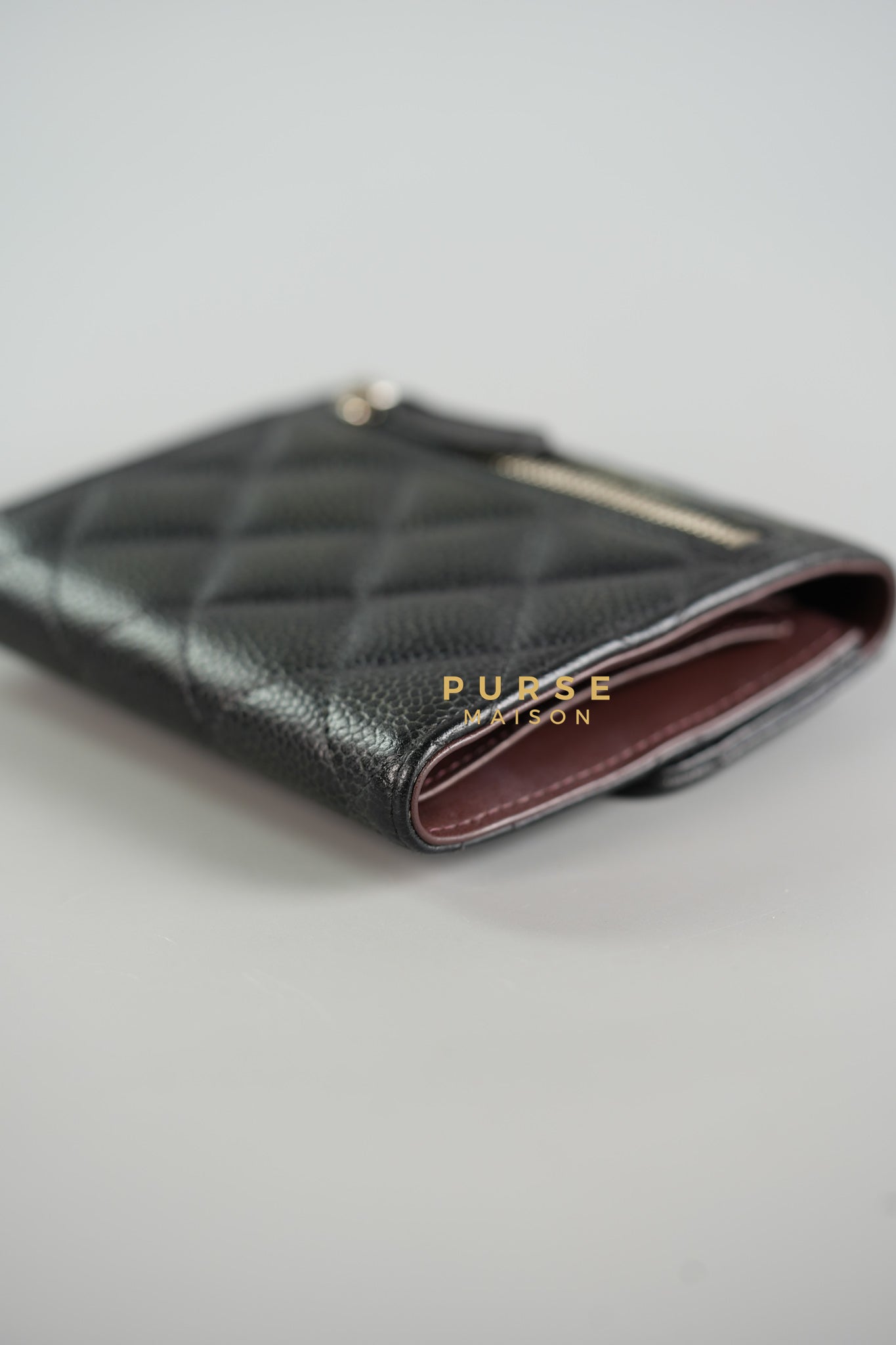 Classic Compact Trifold Wallet in Black Caviar & Silver Hardware Series 27 | Purse Maison Luxury Bags Shop