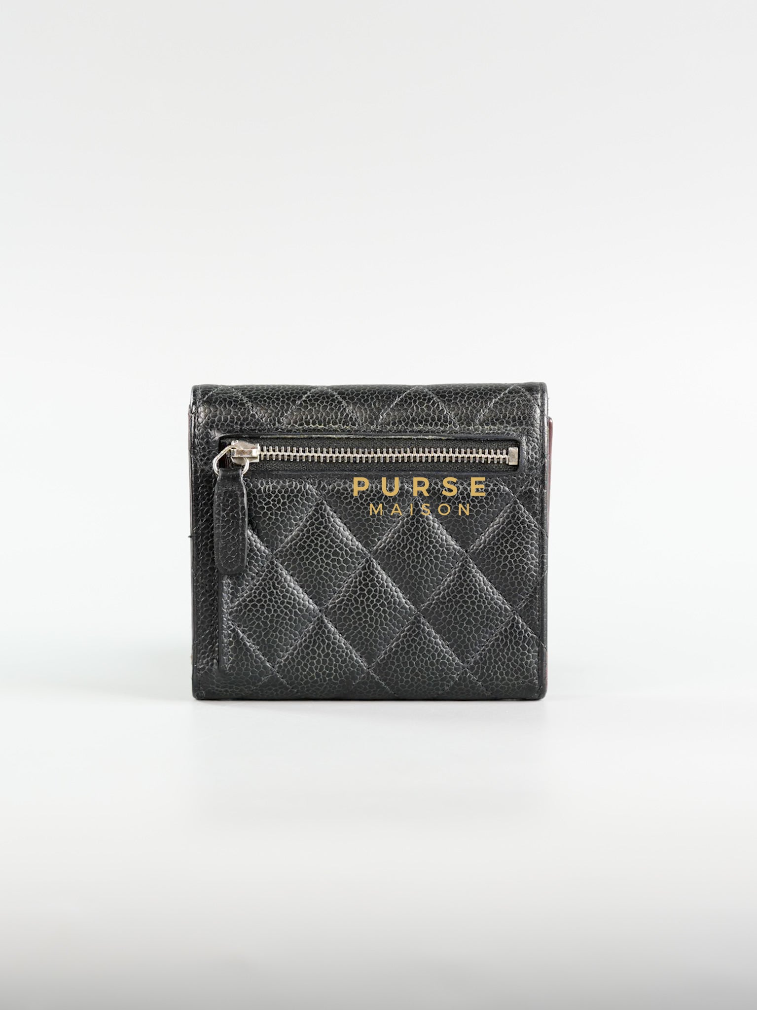 Classic Compact Trifold Wallet in Black Caviar & Silver Hardware Series 27 | Purse Maison Luxury Bags Shop