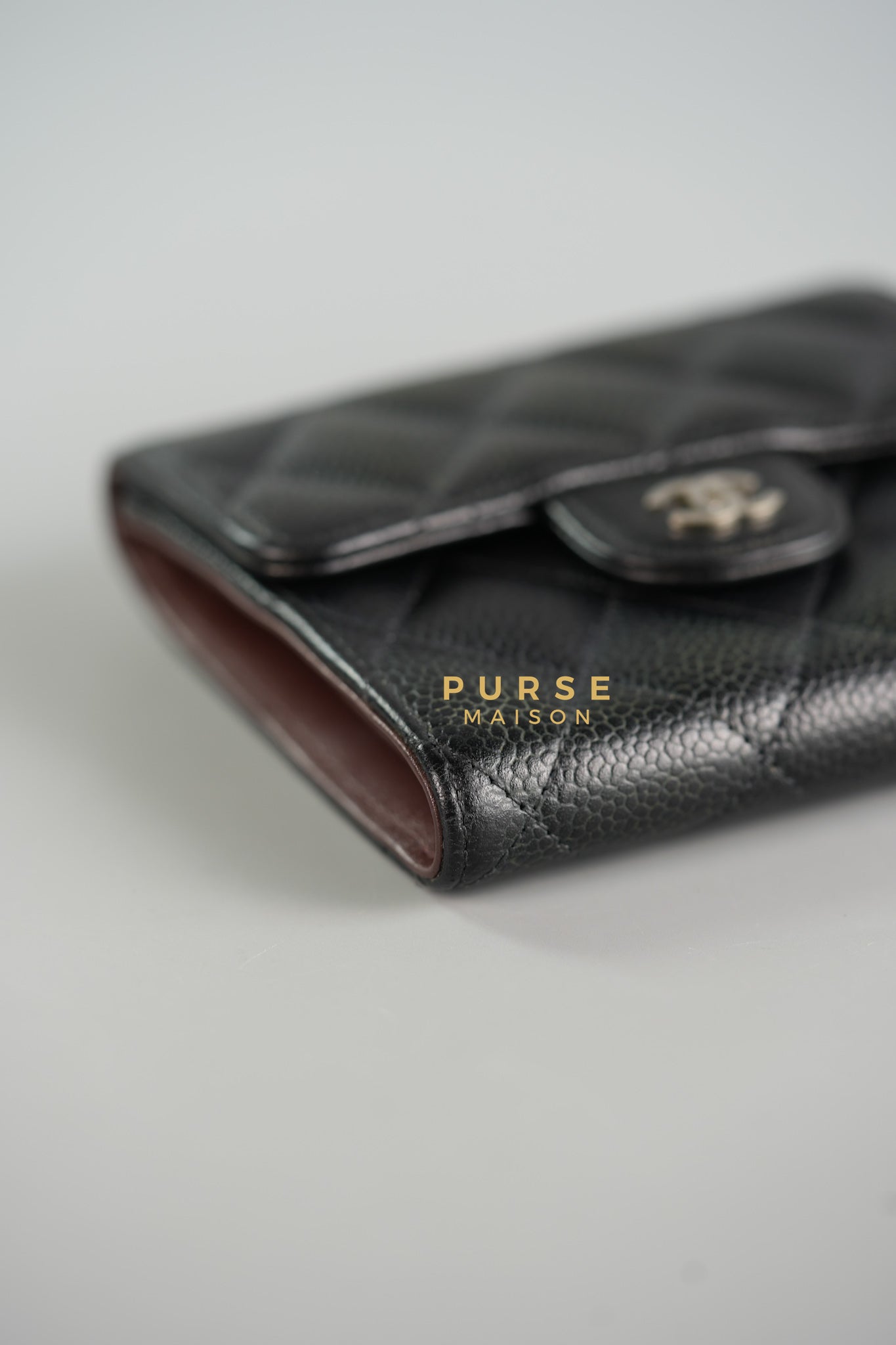 Classic Compact Trifold Wallet in Black Caviar & Silver Hardware Series 27 | Purse Maison Luxury Bags Shop