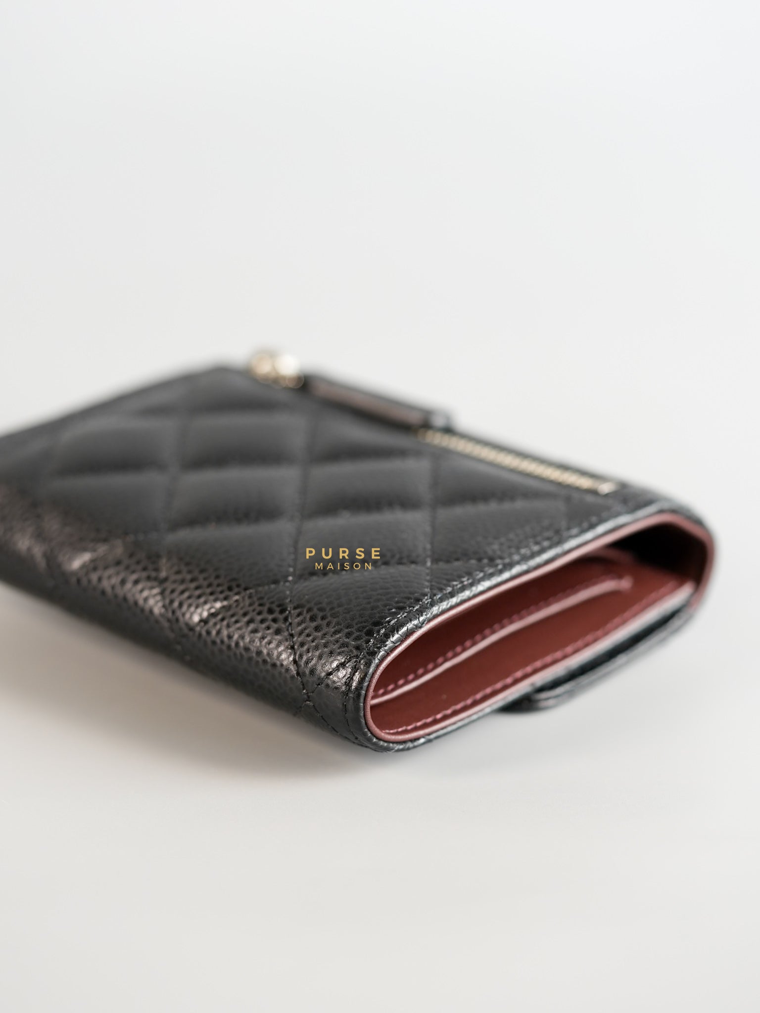 Classic Compact Trifold Wallet in Black Caviar & Silver Hardware Series 30 | Purse Maison Luxury Bags Shop