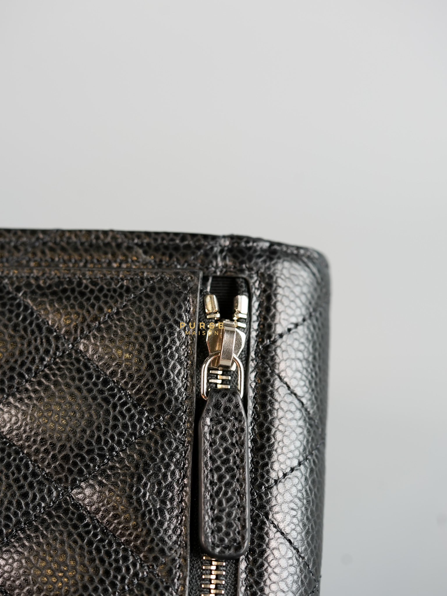 Classic Compact Trifold Wallet in Black Caviar & Silver Hardware Series 30 | Purse Maison Luxury Bags Shop