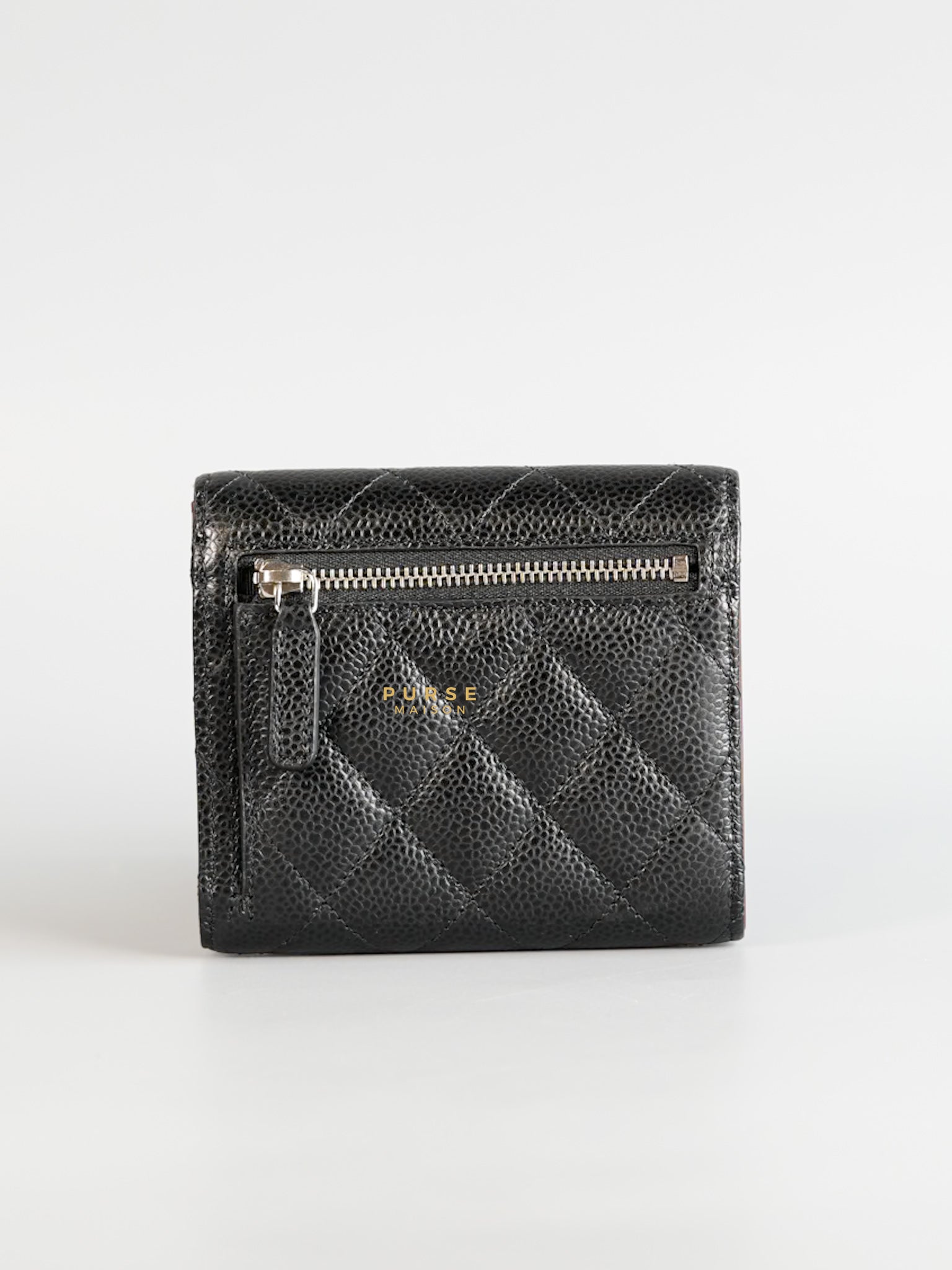 Classic Compact Trifold Wallet in Black Caviar & Silver Hardware Series 30 | Purse Maison Luxury Bags Shop