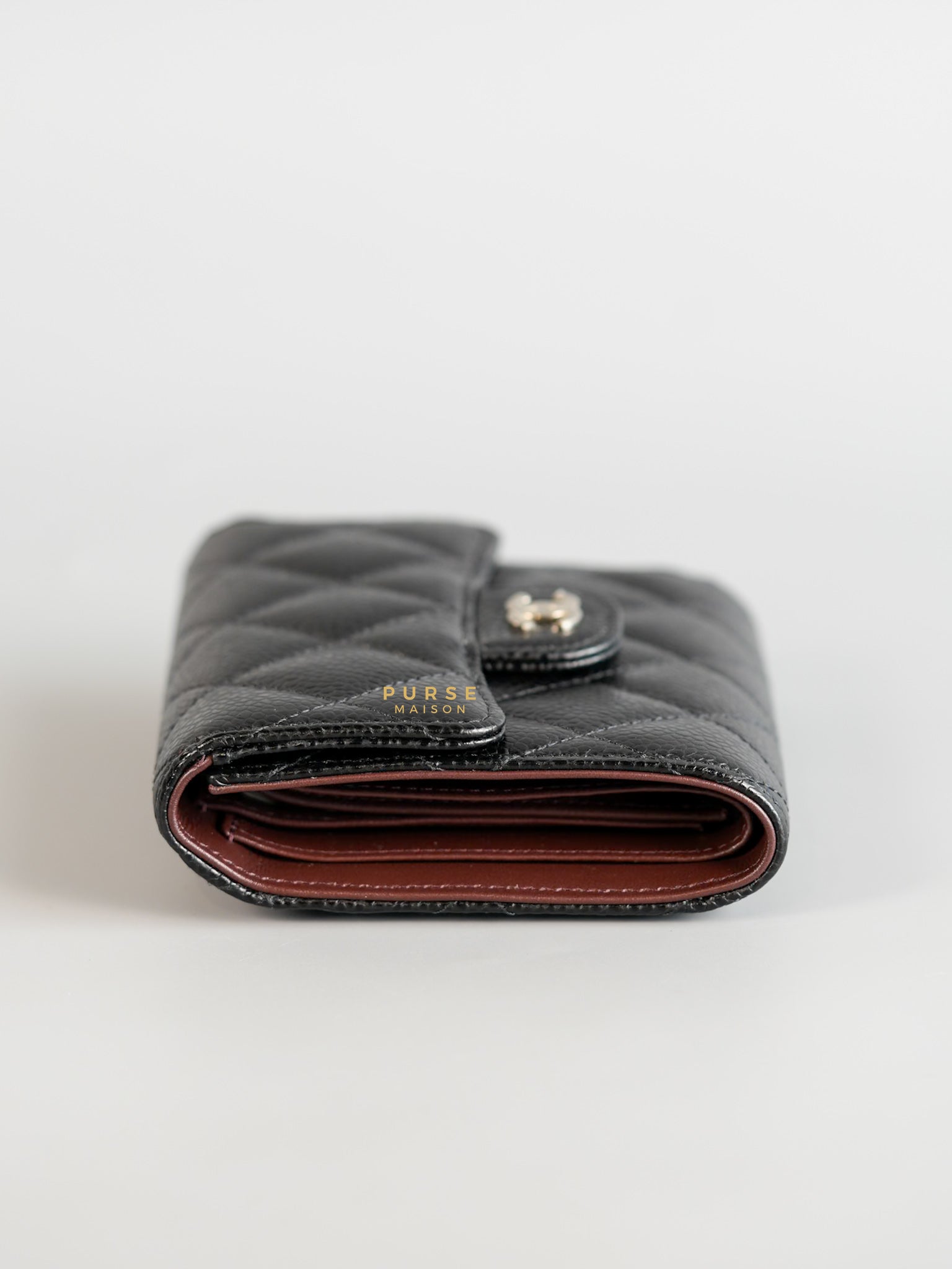 Classic Compact Trifold Wallet in Black Caviar & Silver Hardware Series 30 | Purse Maison Luxury Bags Shop