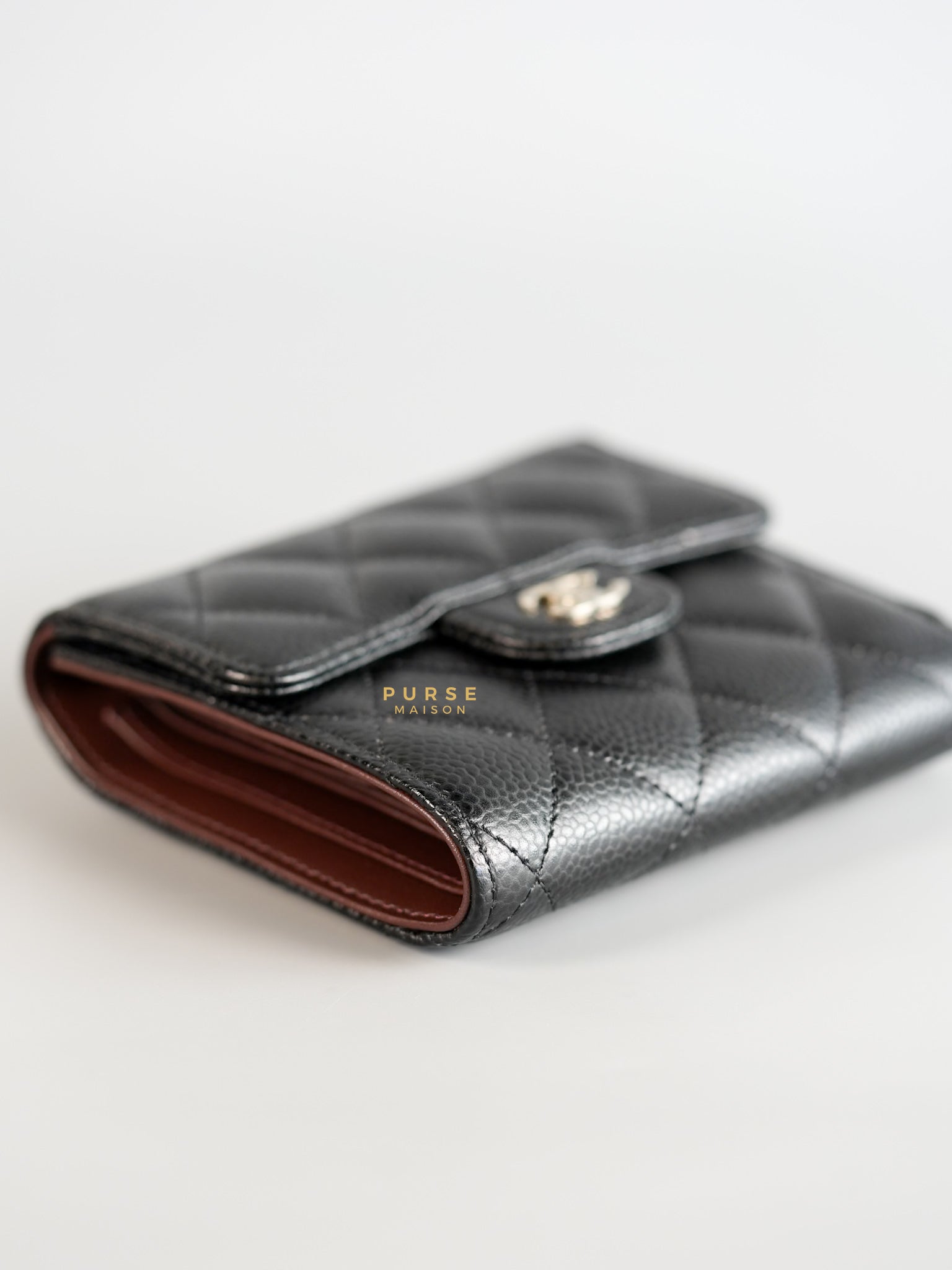 Classic Compact Trifold Wallet in Black Caviar & Silver Hardware Series 30 | Purse Maison Luxury Bags Shop