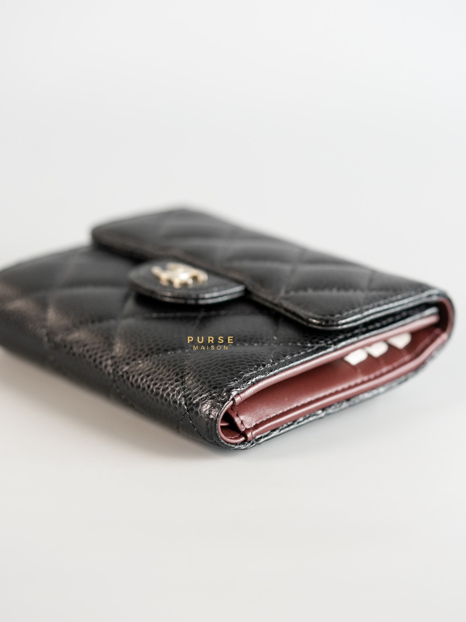 Classic Compact Trifold Wallet in Black Caviar & Silver Hardware Series 30 | Purse Maison Luxury Bags Shop