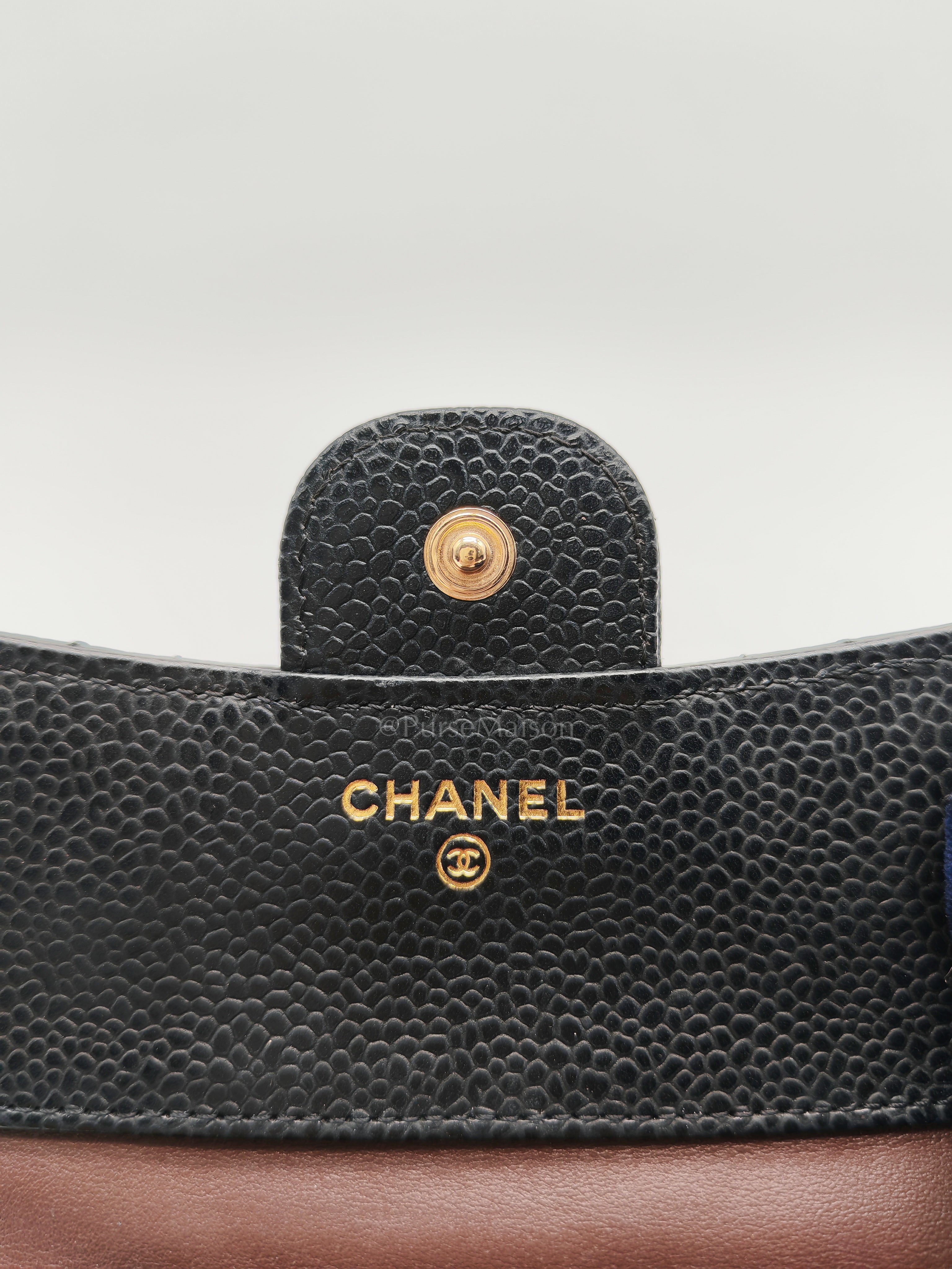 Classic Compact Wallet in Black Caviar Leather and Light Gold Hardware Series 31 | Purse Maison Luxury Bags Shop