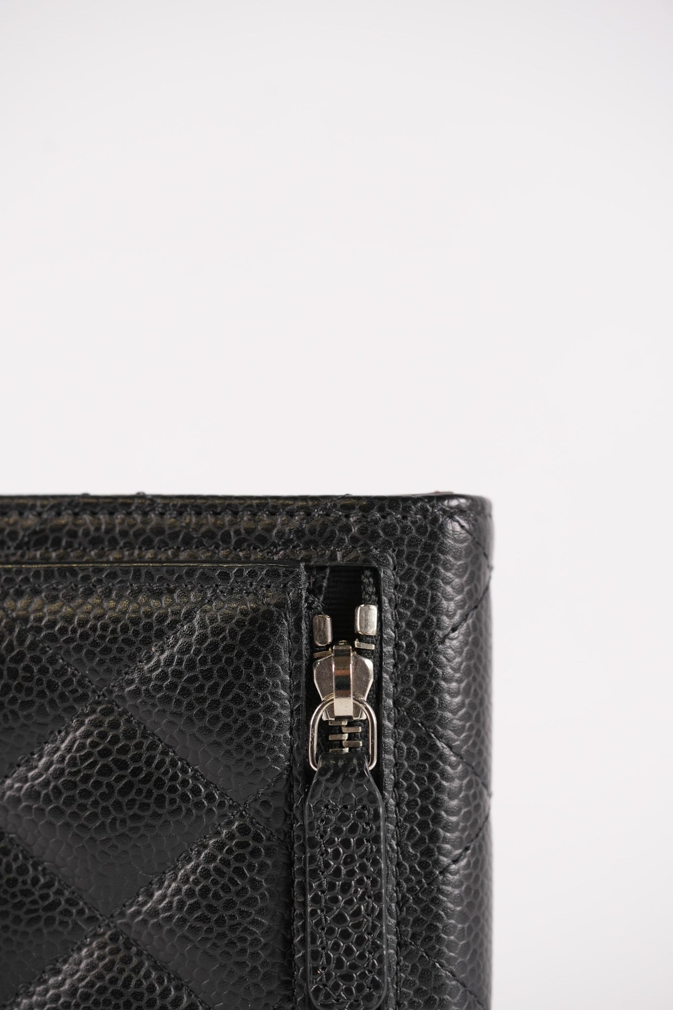 Classic Compact Wallet in Black Caviar Leather and Silver Hardware Series 31 | Purse Maison Luxury Bags Shop