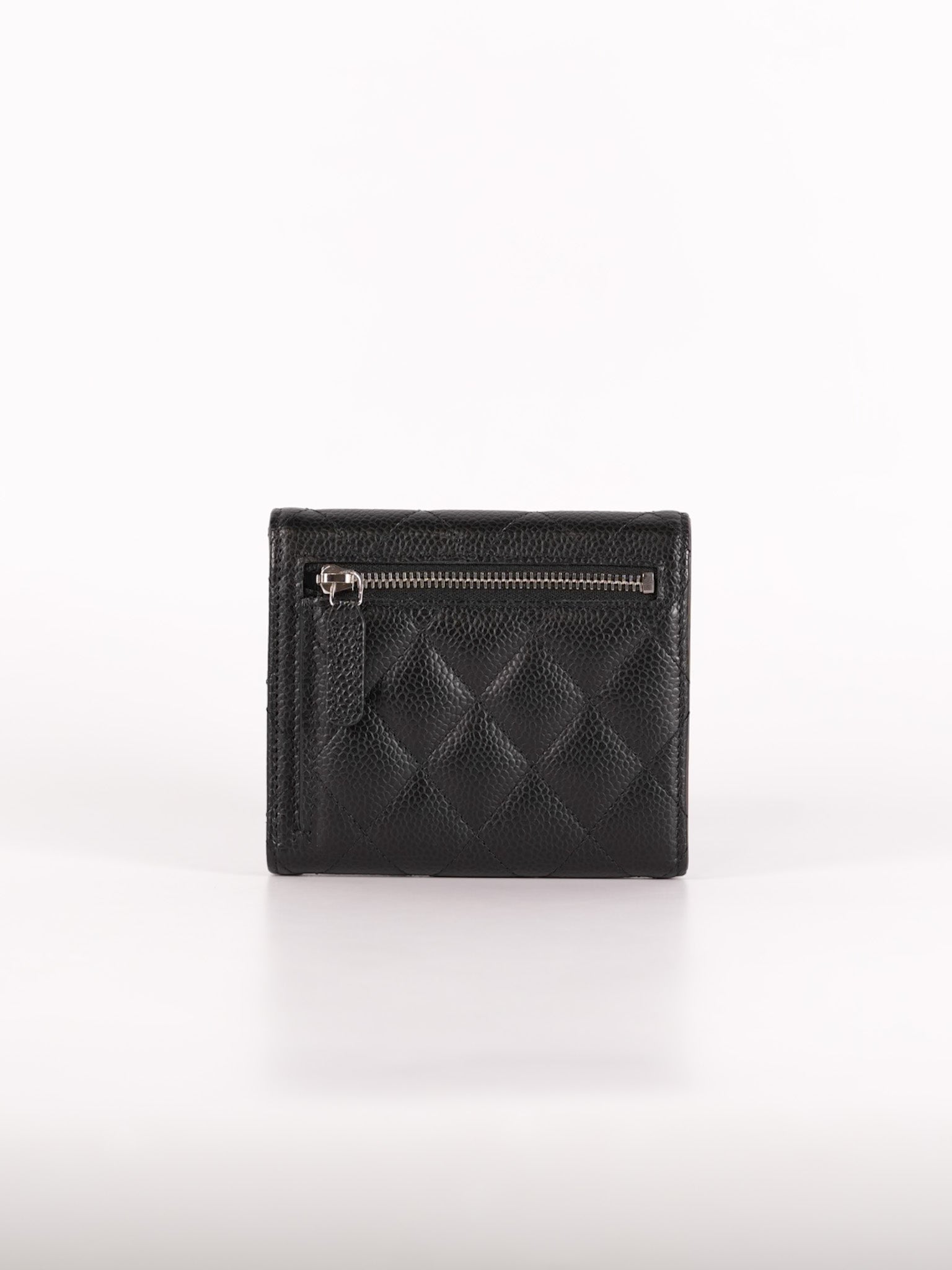Classic Compact Wallet in Black Caviar Leather and Silver Hardware Series 31 | Purse Maison Luxury Bags Shop