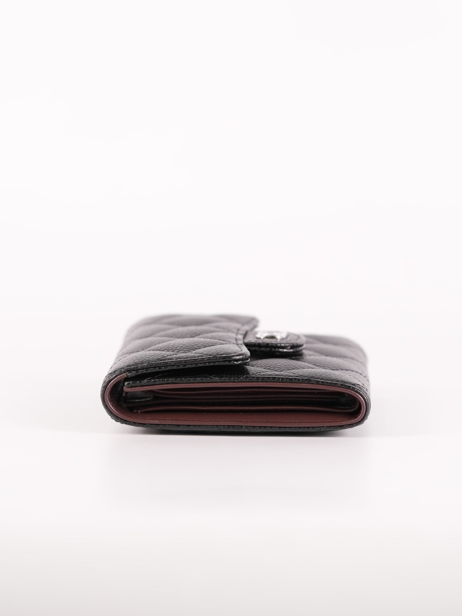 Classic Compact Wallet in Black Caviar Leather and Silver Hardware Series 31 | Purse Maison Luxury Bags Shop