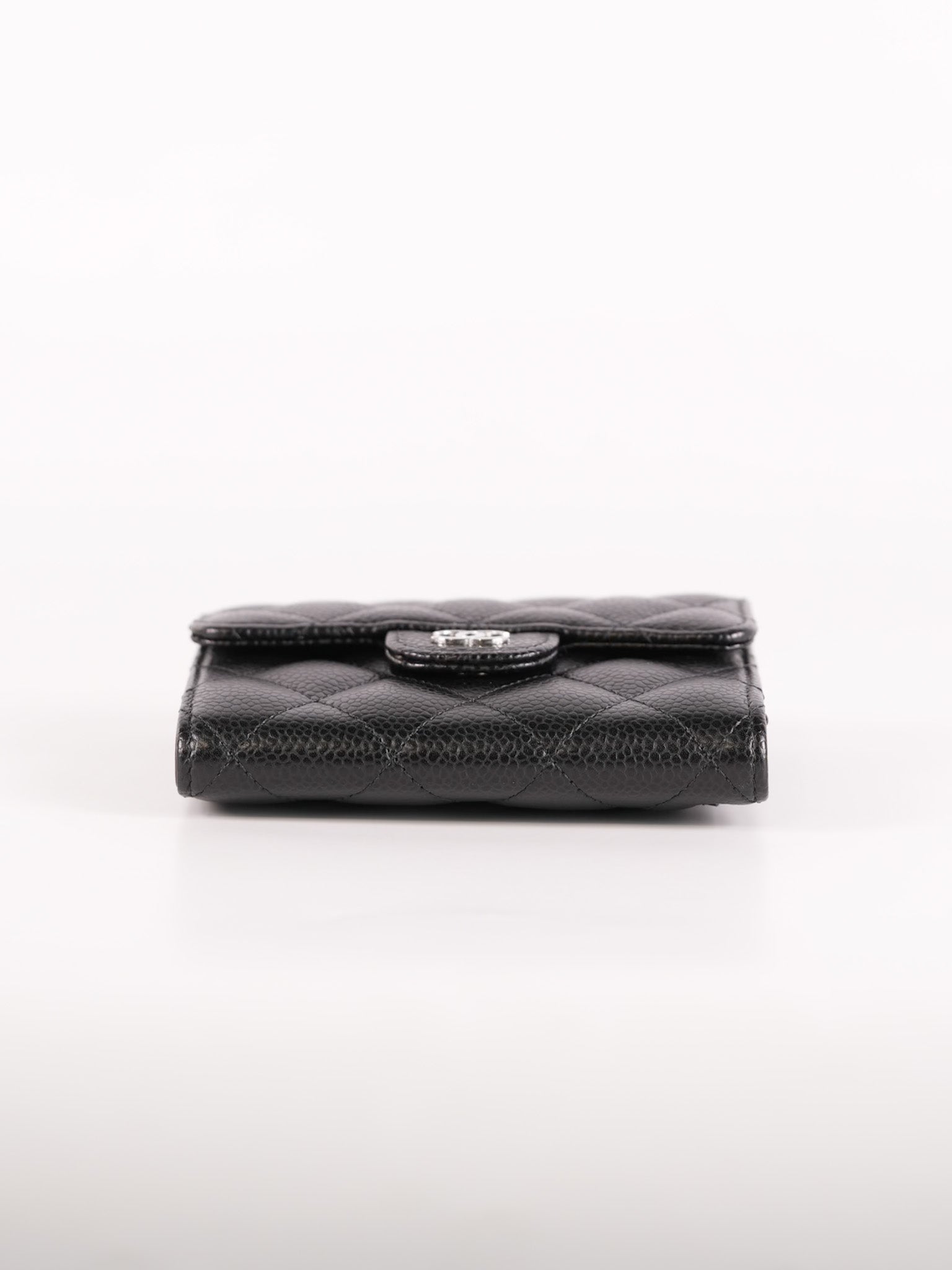 Classic Compact Wallet in Black Caviar Leather and Silver Hardware Series 31 | Purse Maison Luxury Bags Shop