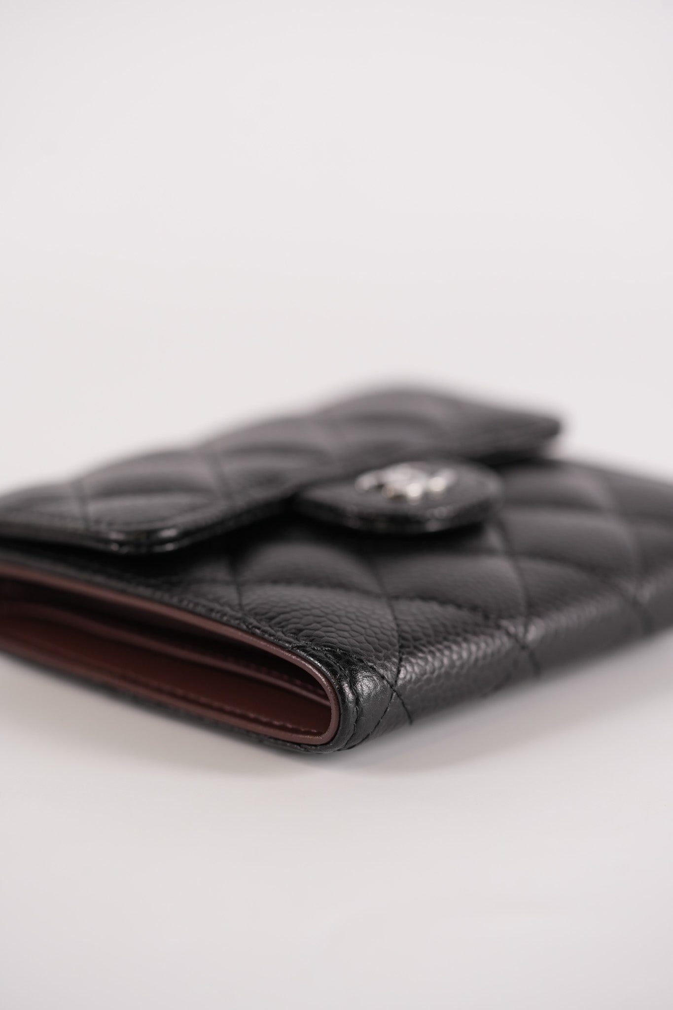 Classic Compact Wallet in Black Caviar Leather and Silver Hardware Series 31 | Purse Maison Luxury Bags Shop