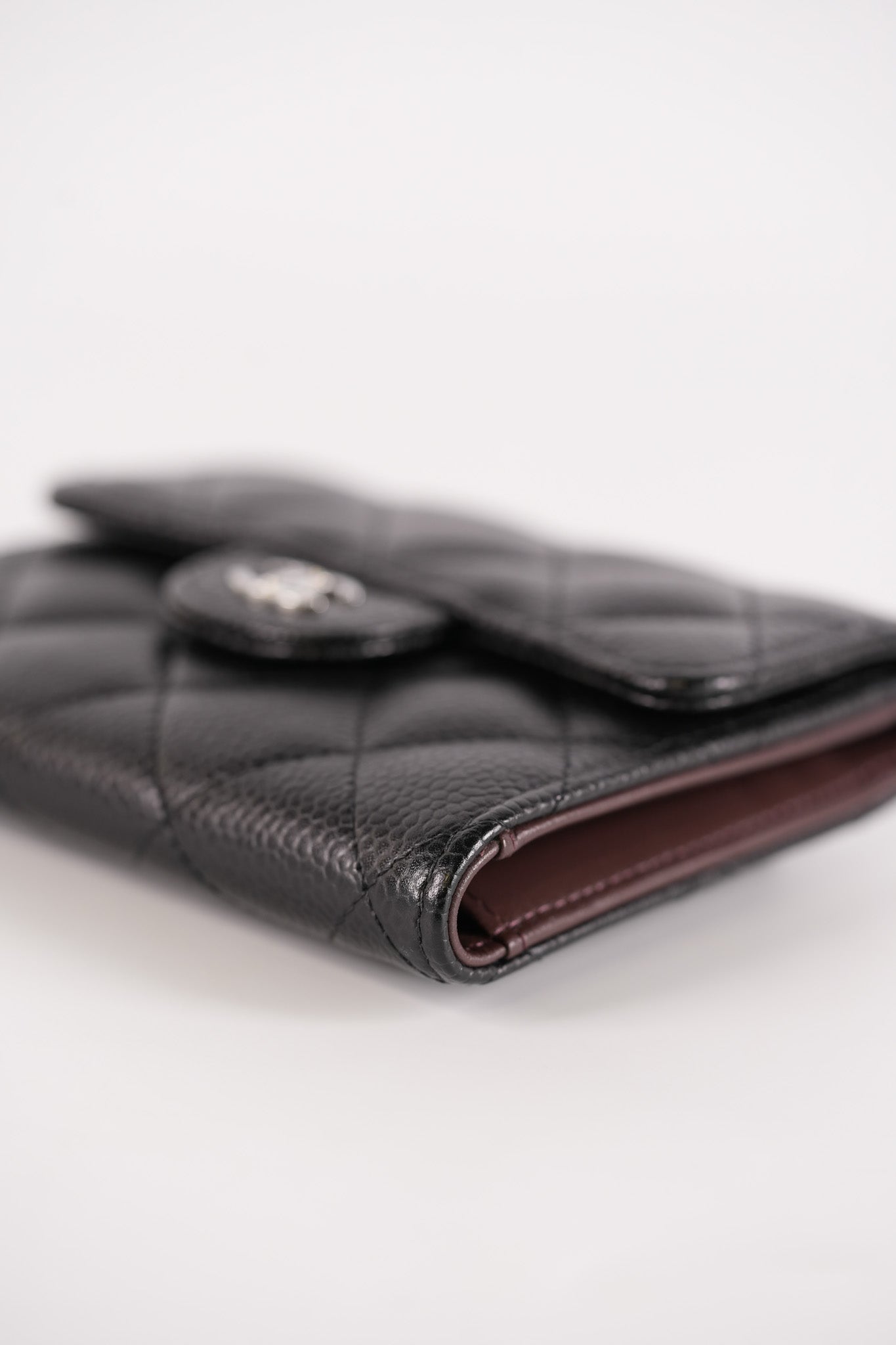 Classic Compact Wallet in Black Caviar Leather and Silver Hardware Series 31 | Purse Maison Luxury Bags Shop