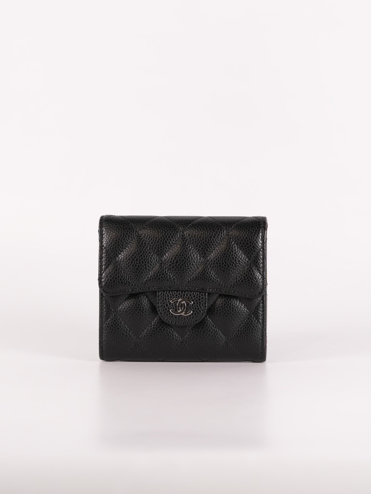 Classic Compact Wallet in Black Caviar Leather and Silver Hardware Series 31 | Purse Maison Luxury Bags Shop