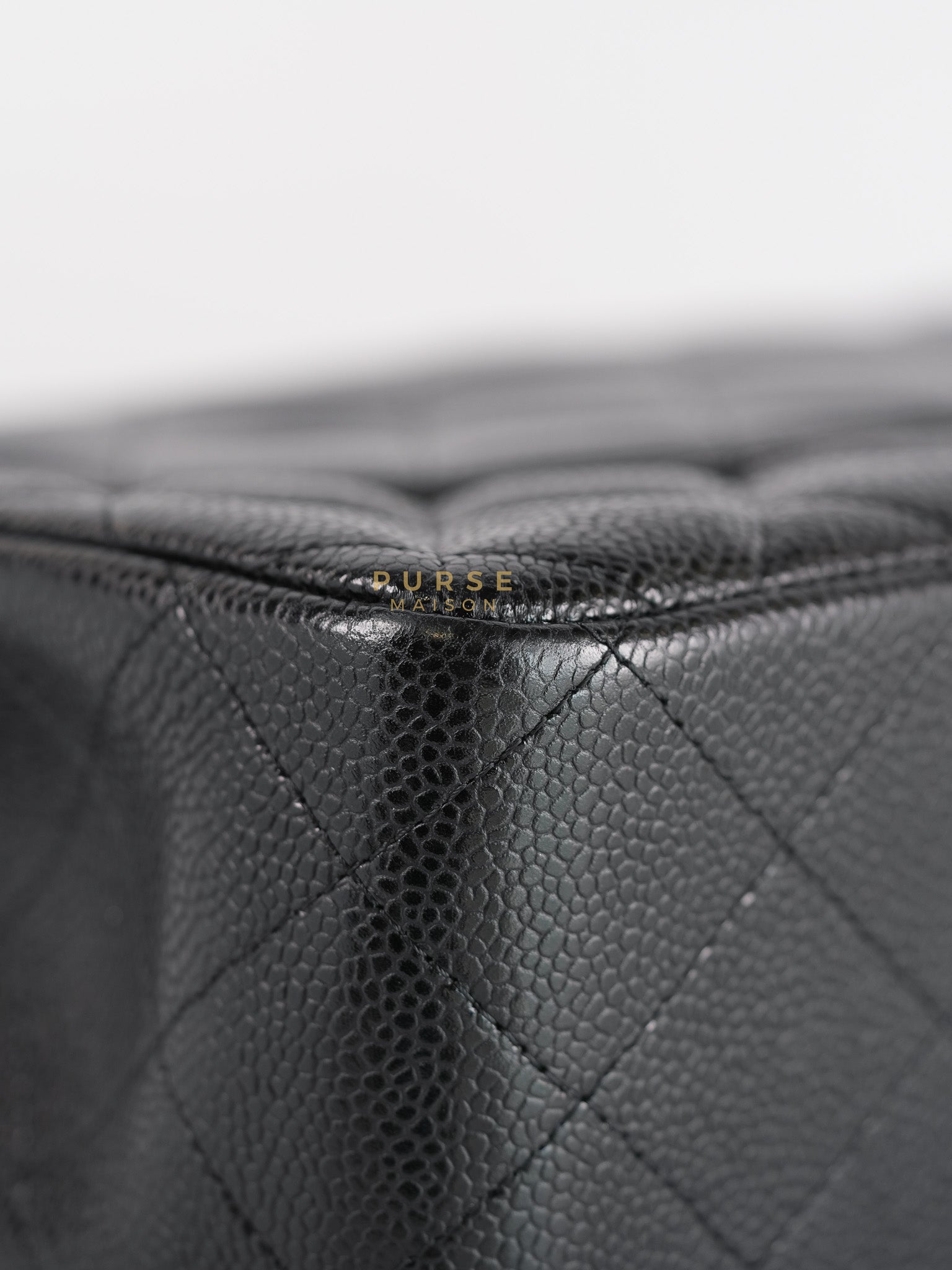 Classic Double Flap Bag Jumbo in Black Quilted Caviar Leather & Silver Hardware Series 17 | Purse Maison Luxury Bags Shop