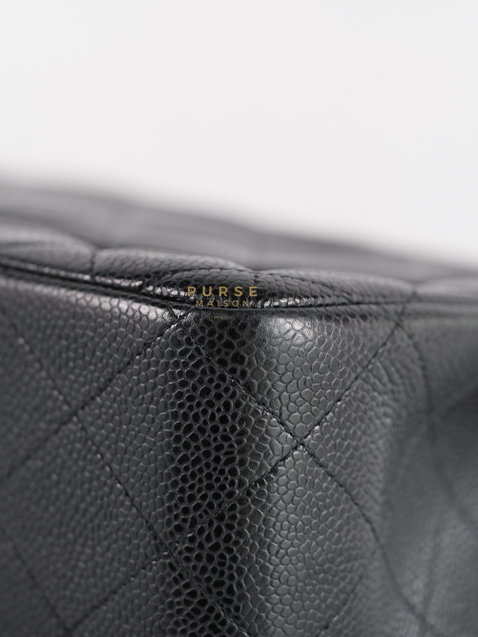 Classic Double Flap Bag Jumbo in Black Quilted Caviar Leather & Silver Hardware Series 17 | Purse Maison Luxury Bags Shop