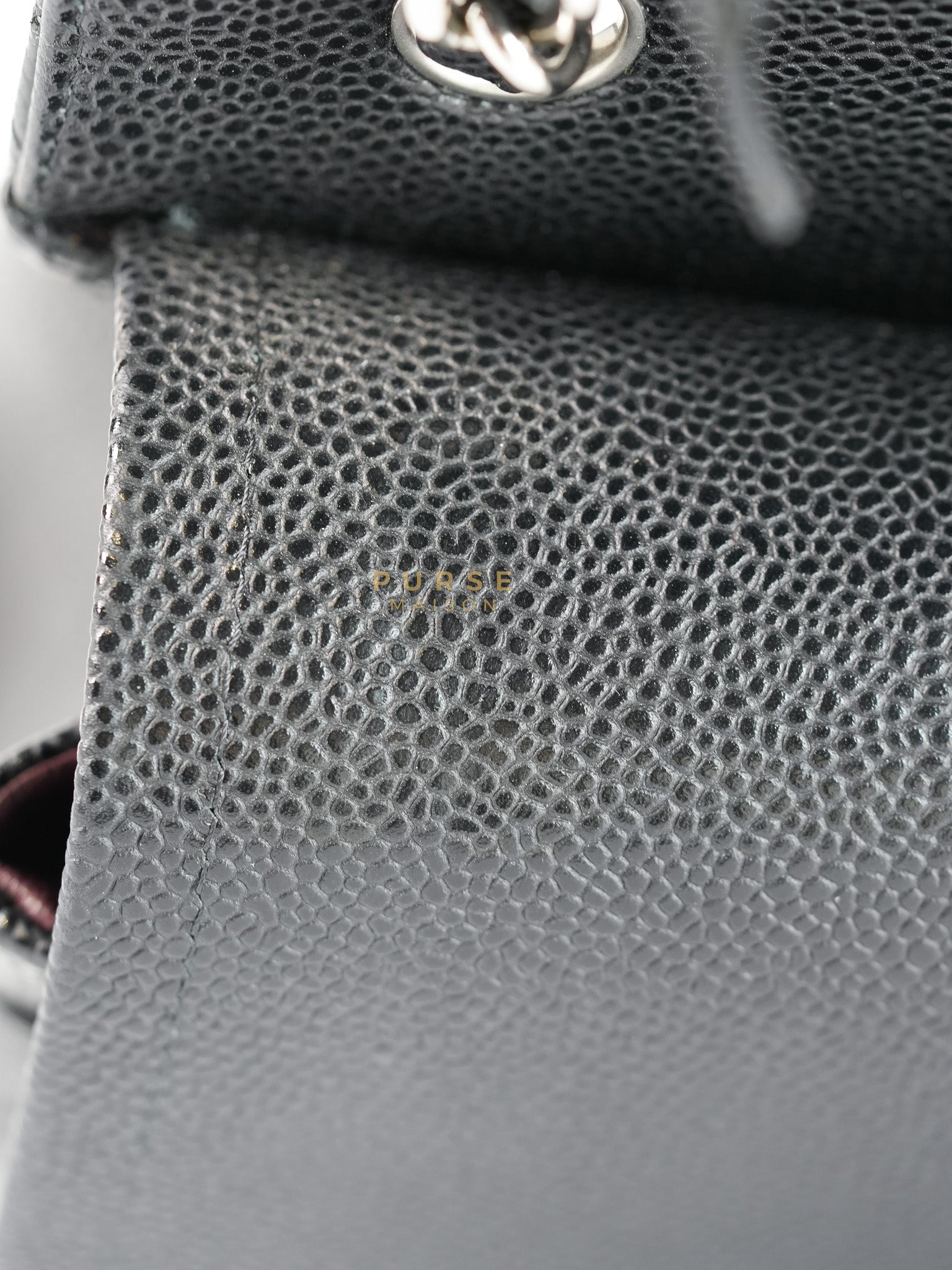 Classic Double Flap Bag Jumbo in Black Quilted Caviar Leather & Silver Hardware Series 17 | Purse Maison Luxury Bags Shop