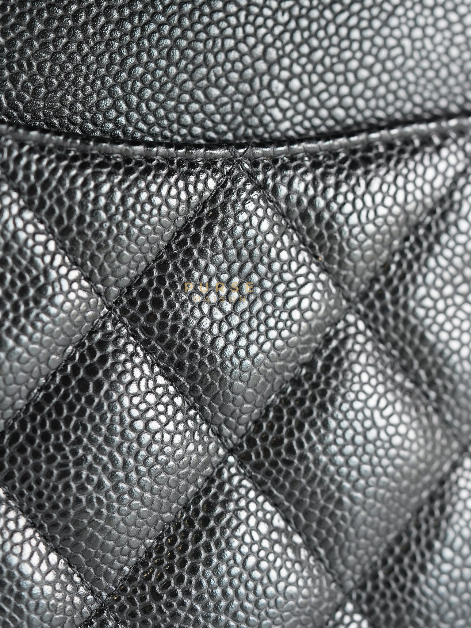 Classic Double Flap Bag Jumbo in Black Quilted Caviar Leather & Silver Hardware Series 17 | Purse Maison Luxury Bags Shop