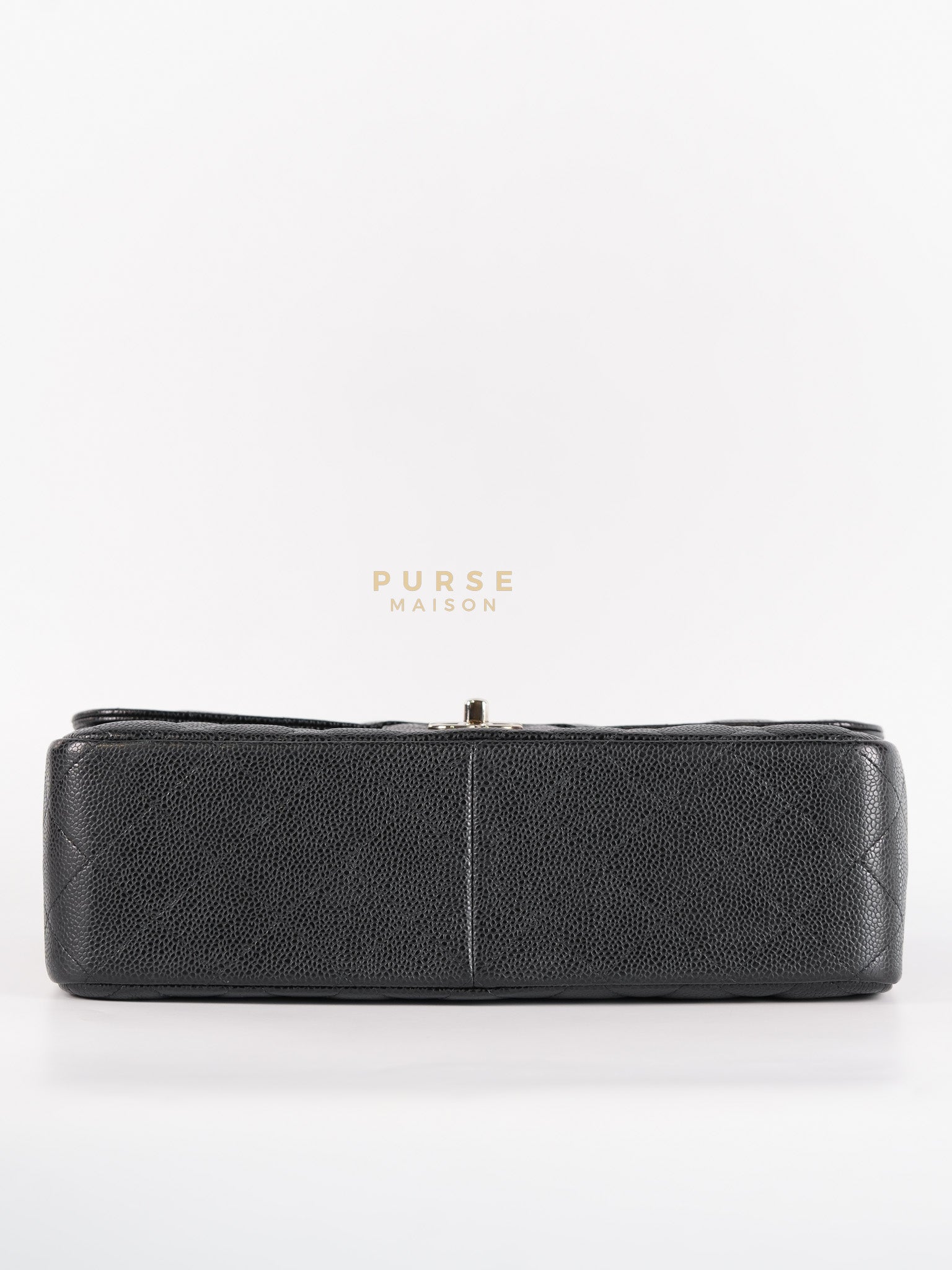 Classic Double Flap Bag Jumbo in Black Quilted Caviar Leather & Silver Hardware Series 17 | Purse Maison Luxury Bags Shop
