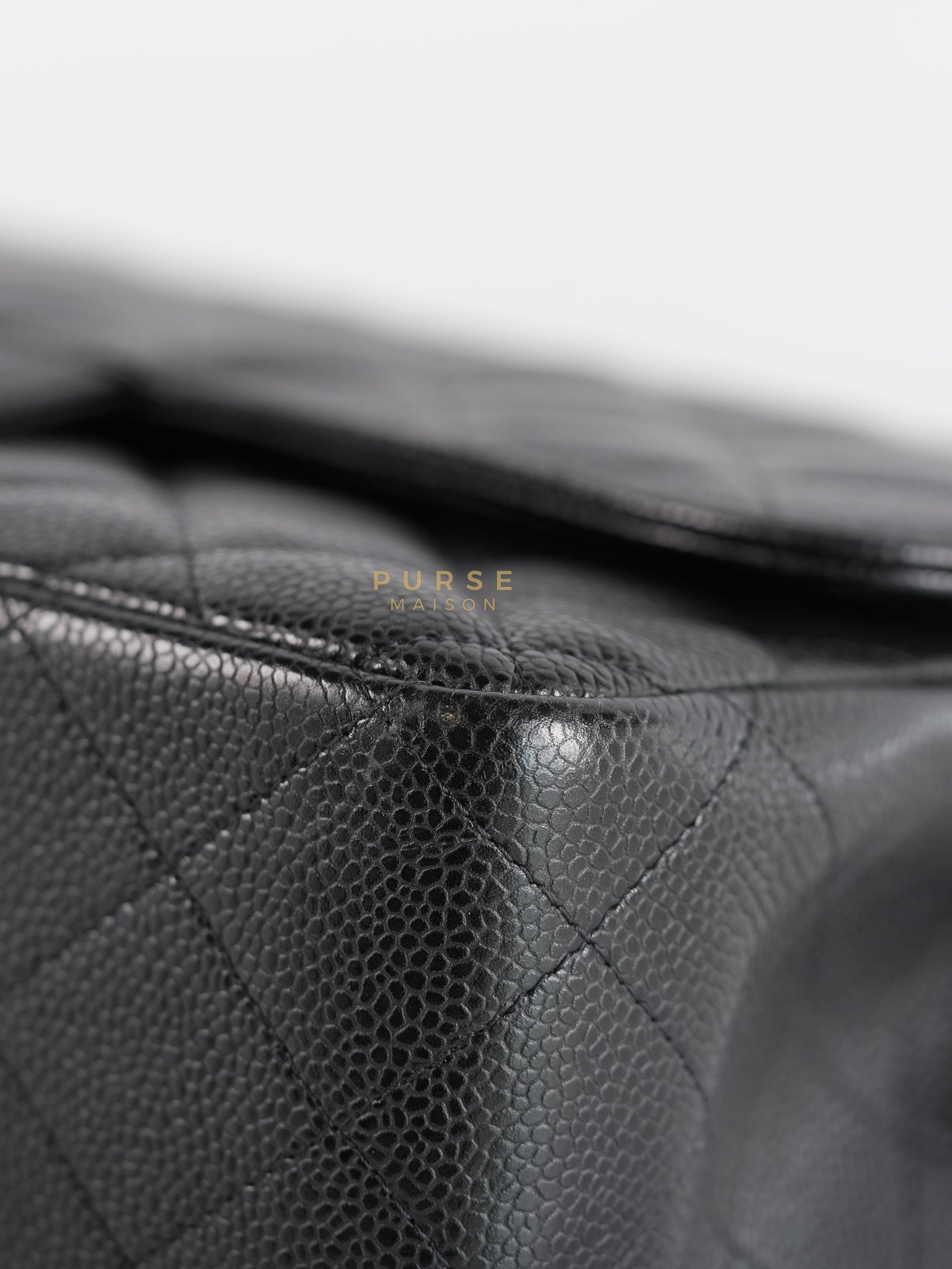 Classic Double Flap Bag Jumbo in Black Quilted Caviar Leather & Silver Hardware Series 17 | Purse Maison Luxury Bags Shop