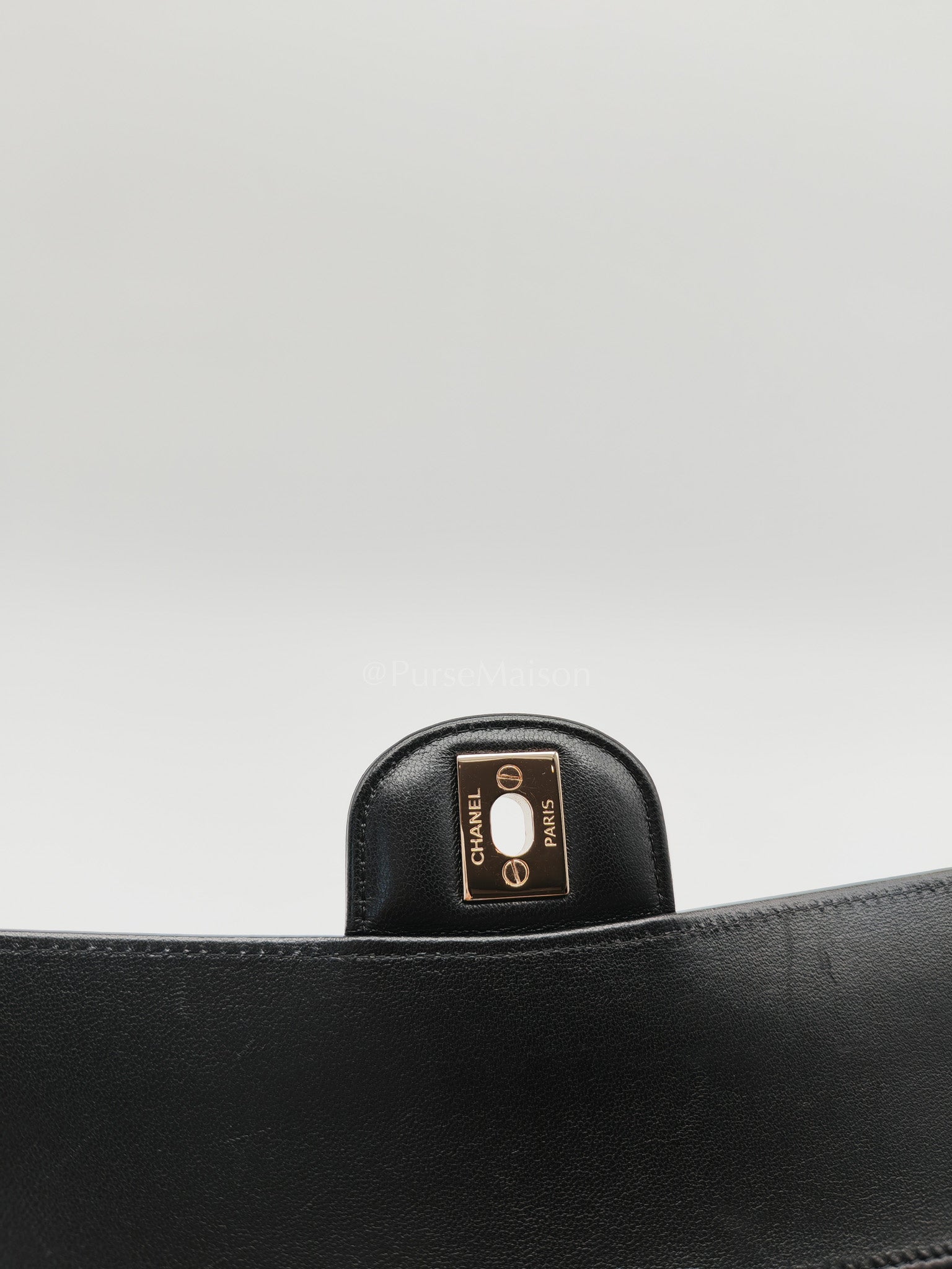 Classic Double Flap in Black Chevron Lambskin Leather and Light Gold Hardware Series 24 | Purse Maison Luxury Bags Shop