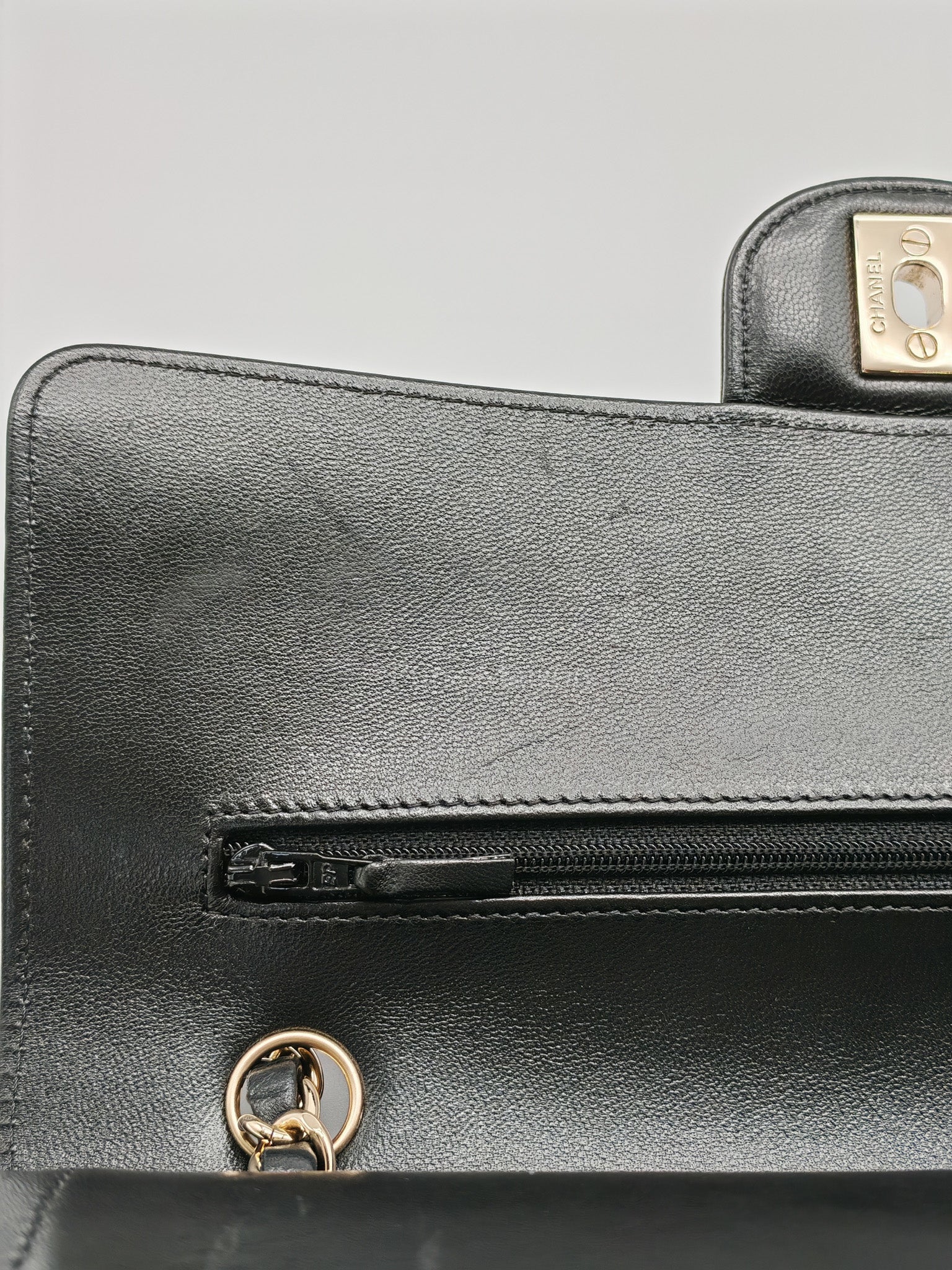 Classic Double Flap in Black Chevron Lambskin Leather and Light Gold Hardware Series 24 | Purse Maison Luxury Bags Shop