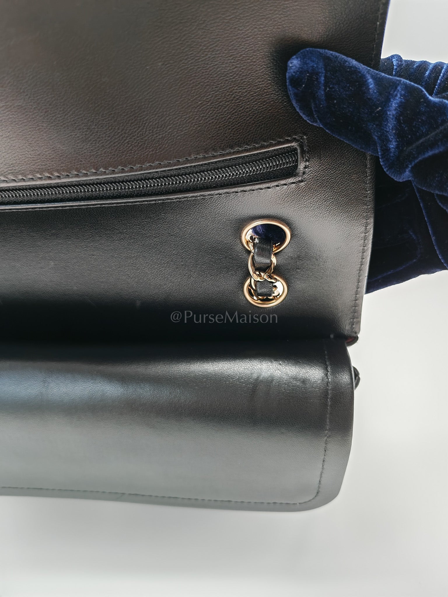 Classic Double Flap in Black Chevron Lambskin Leather and Light Gold Hardware Series 24 | Purse Maison Luxury Bags Shop