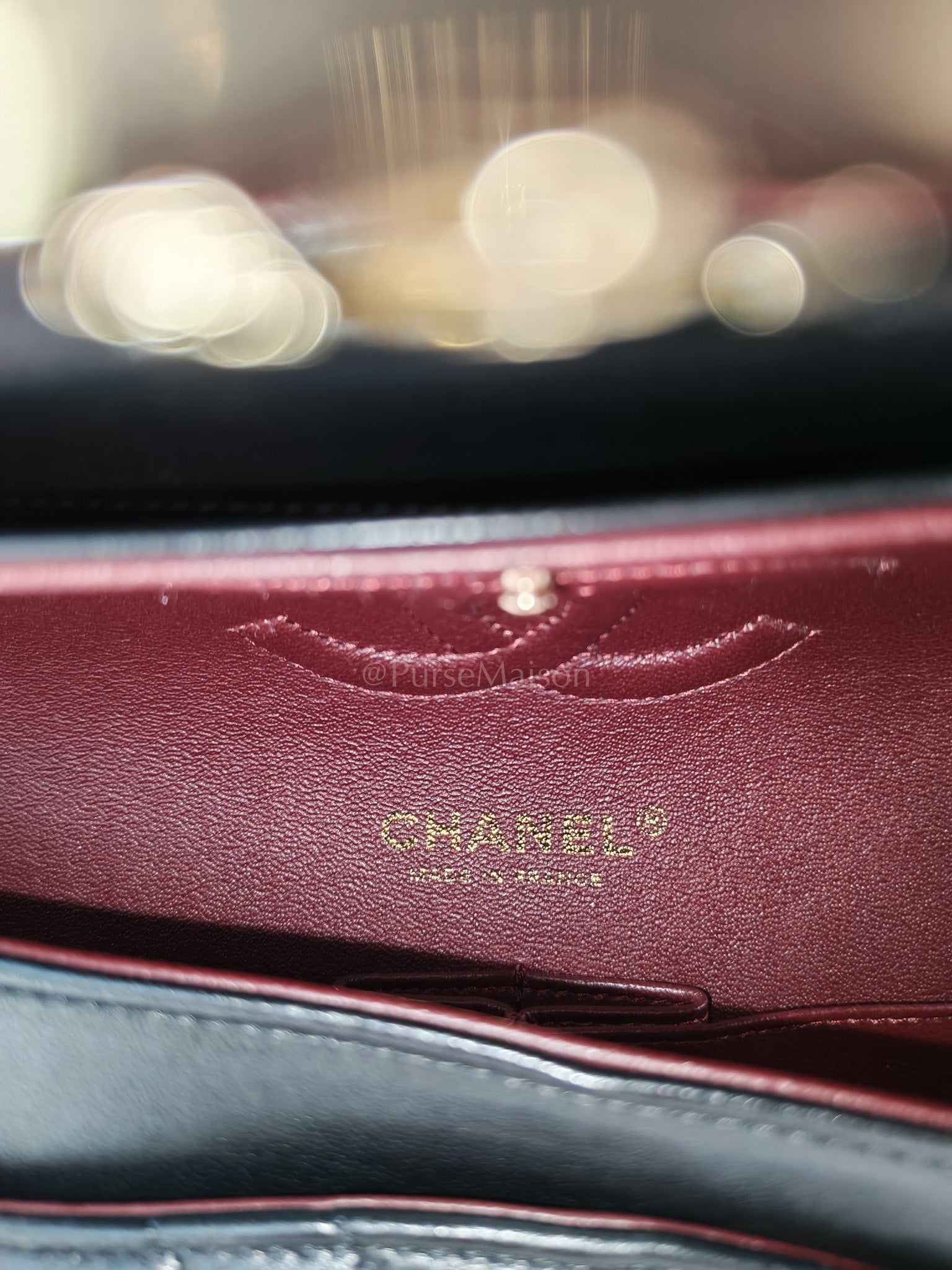 Classic Double Flap in Black Chevron Lambskin Leather and Light Gold Hardware Series 24 | Purse Maison Luxury Bags Shop