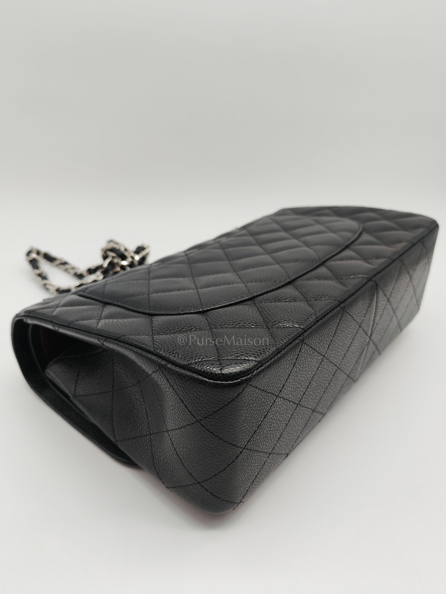 Classic Double Flap in Jumbo Black Caviar Leather and Silver Hardware Series 28 | Purse Maison Luxury Bags Shop