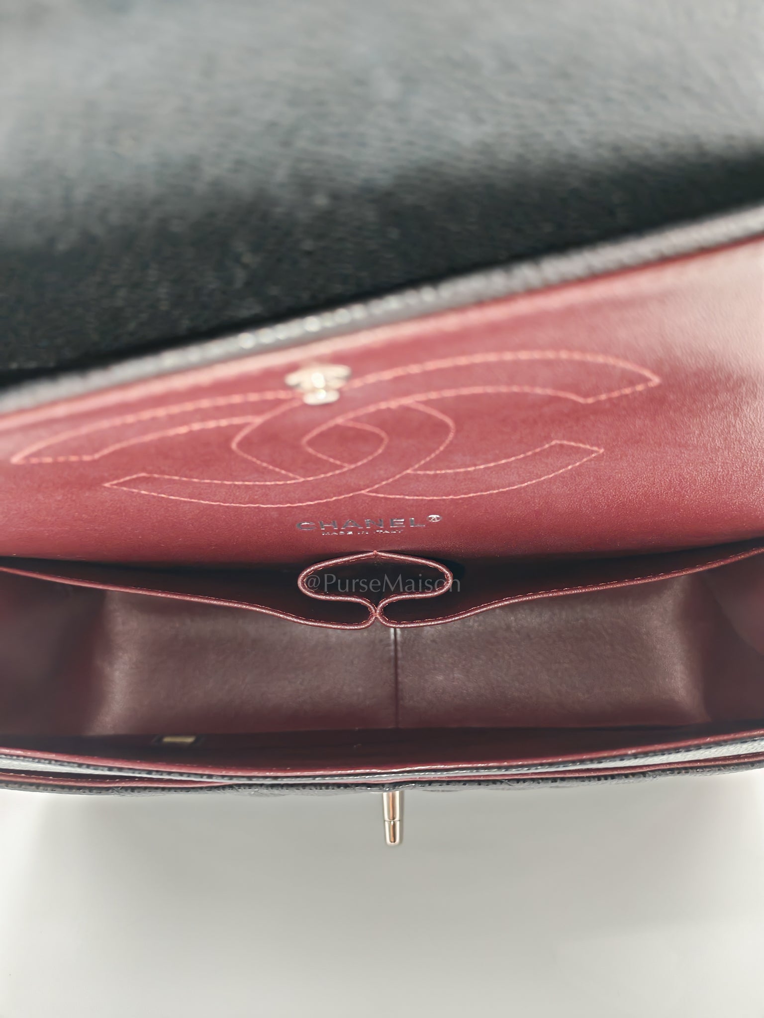 Classic Double Flap in Jumbo Black Caviar Leather and Silver Hardware Series 28 | Purse Maison Luxury Bags Shop
