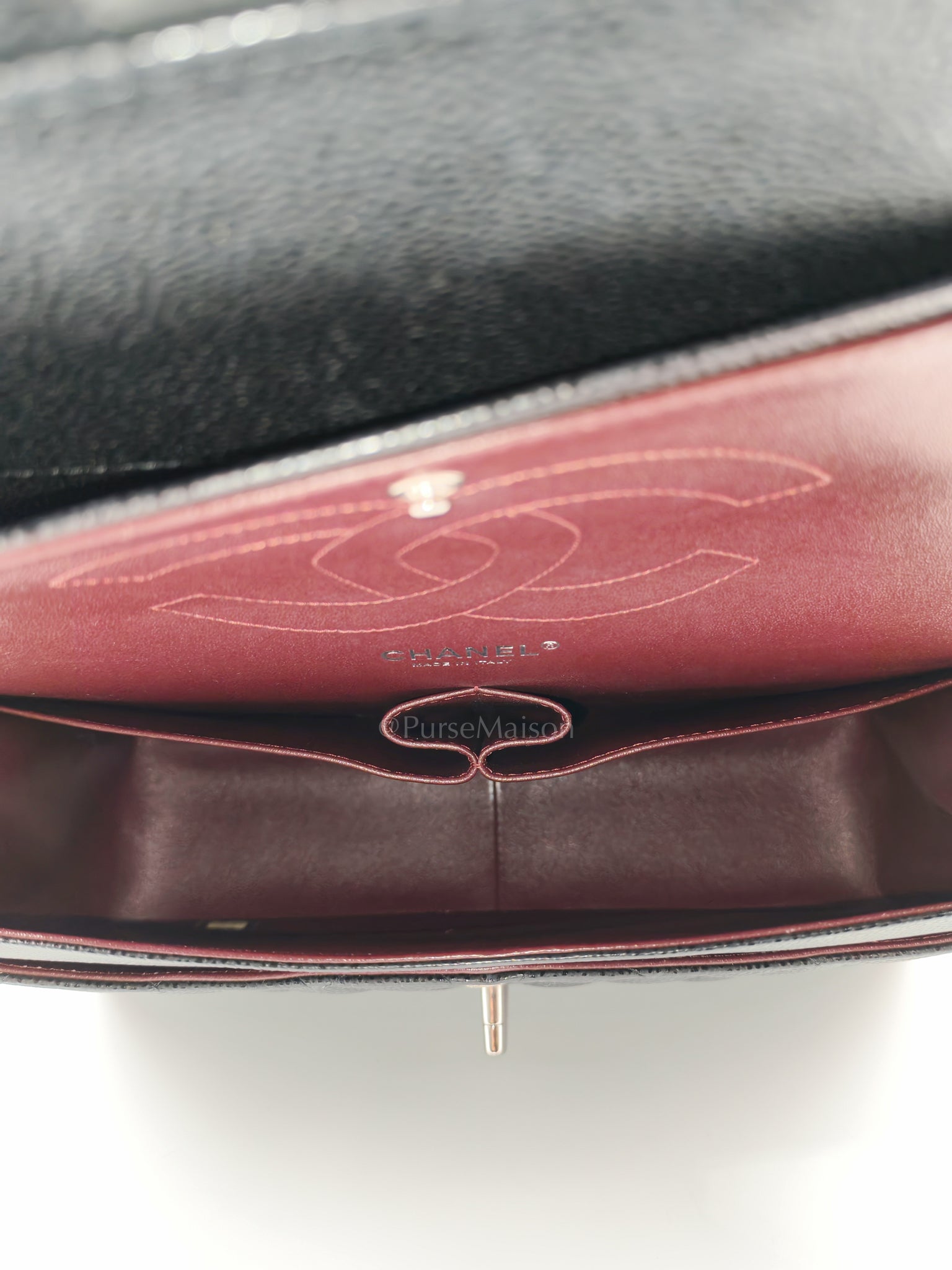 Classic Double Flap in Jumbo Black Caviar Leather and Silver Hardware Series 28 | Purse Maison Luxury Bags Shop