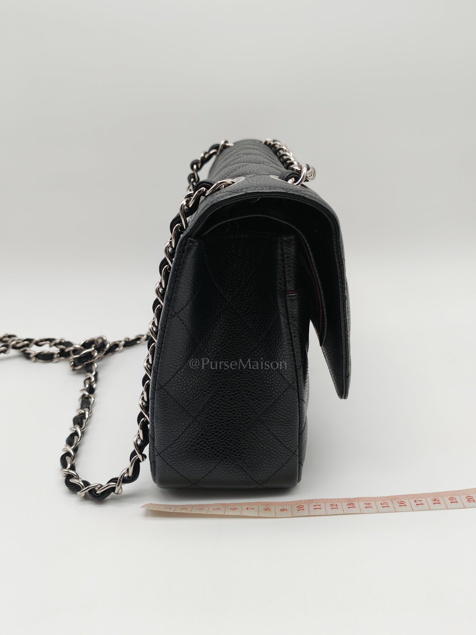 Classic Double Flap in Jumbo Black Caviar Leather and Silver Hardware Series 28 | Purse Maison Luxury Bags Shop