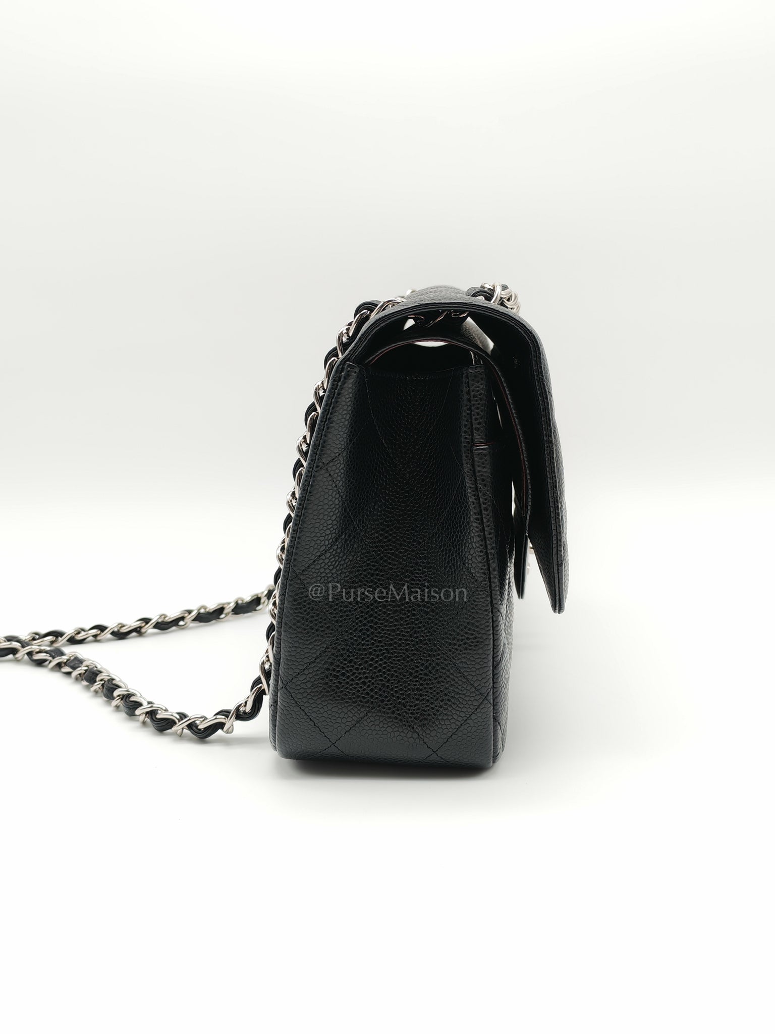 Classic Double Flap in Jumbo Black Caviar Leather and Silver Hardware Series 28 | Purse Maison Luxury Bags Shop