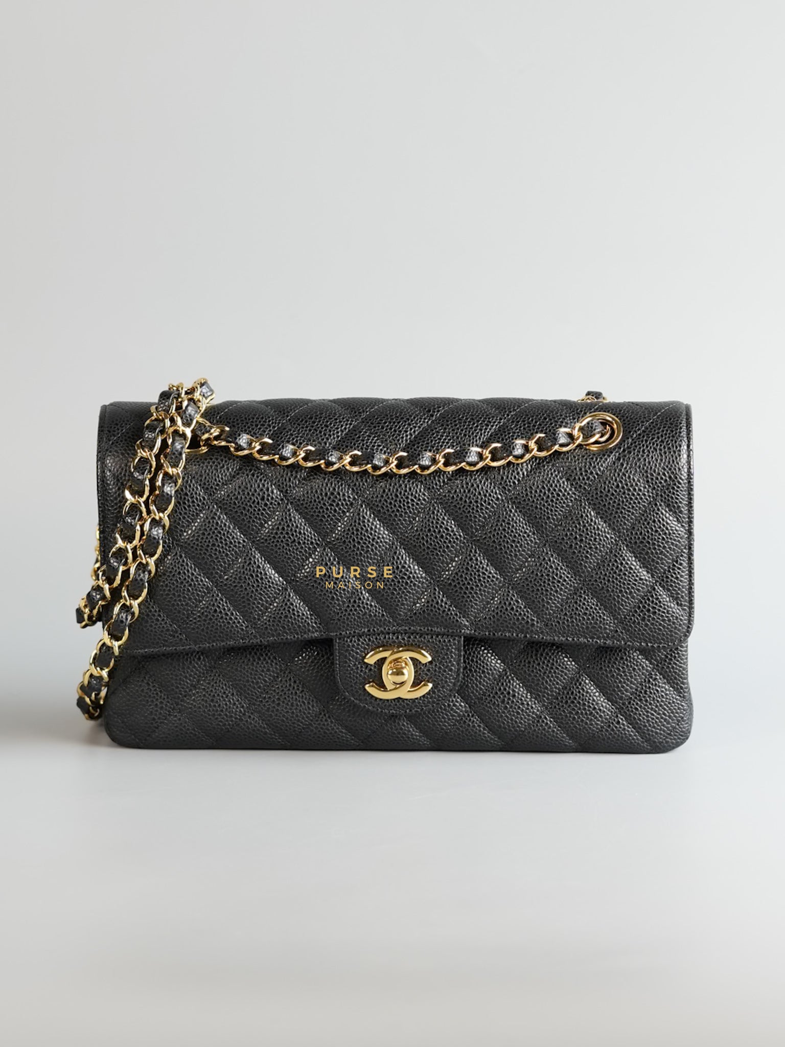 Classic Double Flap in Medium Black Caviar Leather & Gold Hardware Series 20 | Purse Maison Luxury Bags Shop