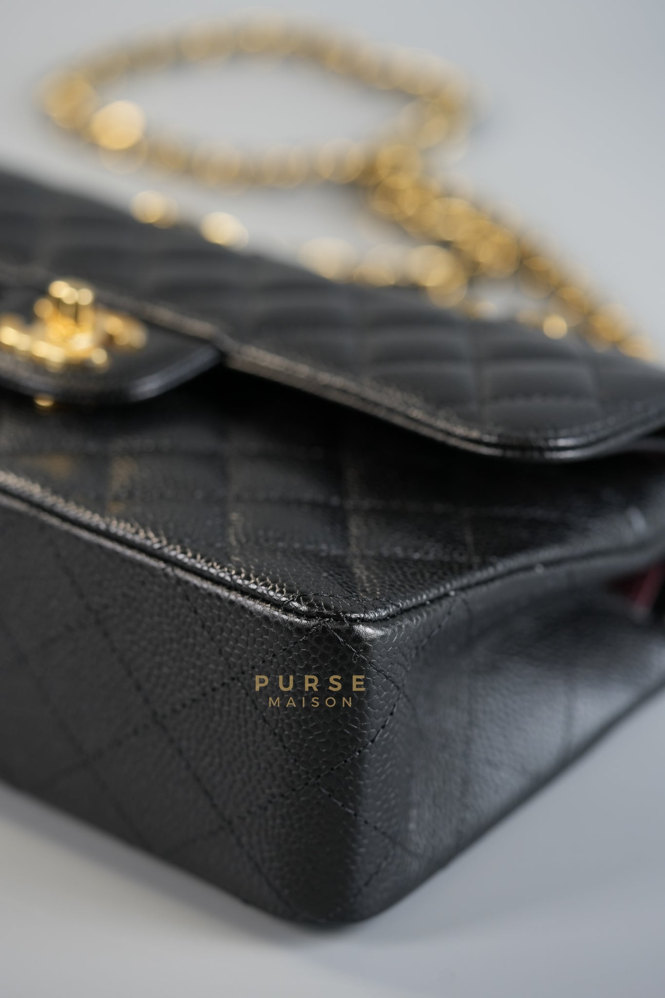 Classic Double Flap in Small Black Caviar Leather & Gold Hardware (Microchip) | Purse Maison Luxury Bags Shop