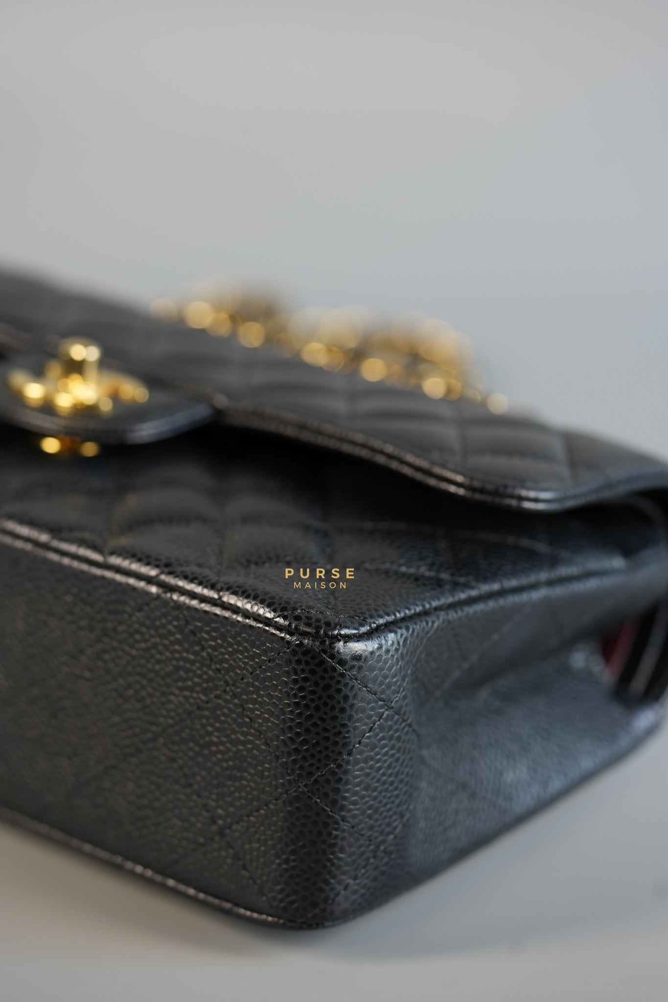 Classic Double Flap in Small Black Caviar Leather & Gold Hardware (Microchip) | Purse Maison Luxury Bags Shop