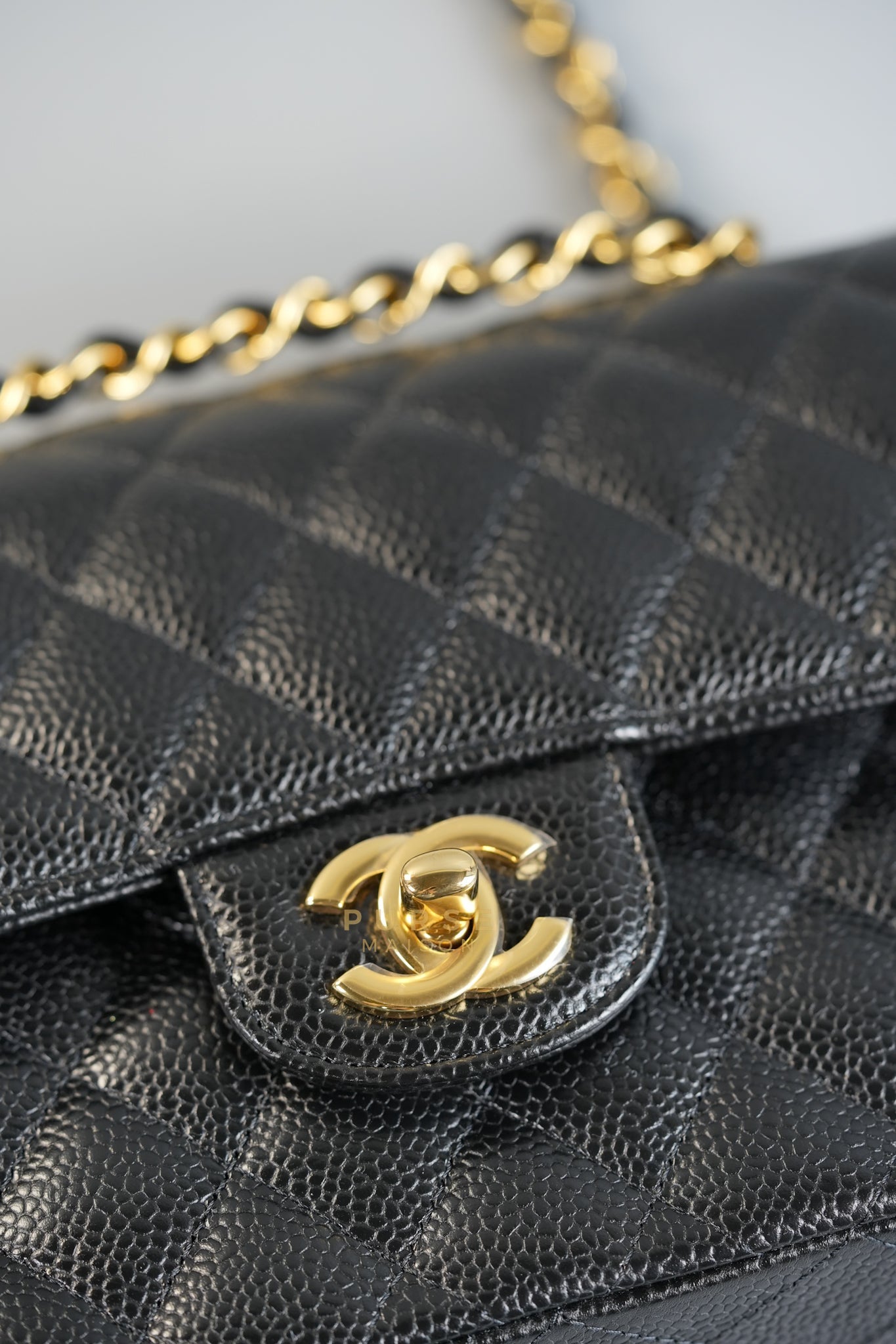 Classic Double Flap in Small Black Caviar Leather & Gold Hardware (Microchip) | Purse Maison Luxury Bags Shop