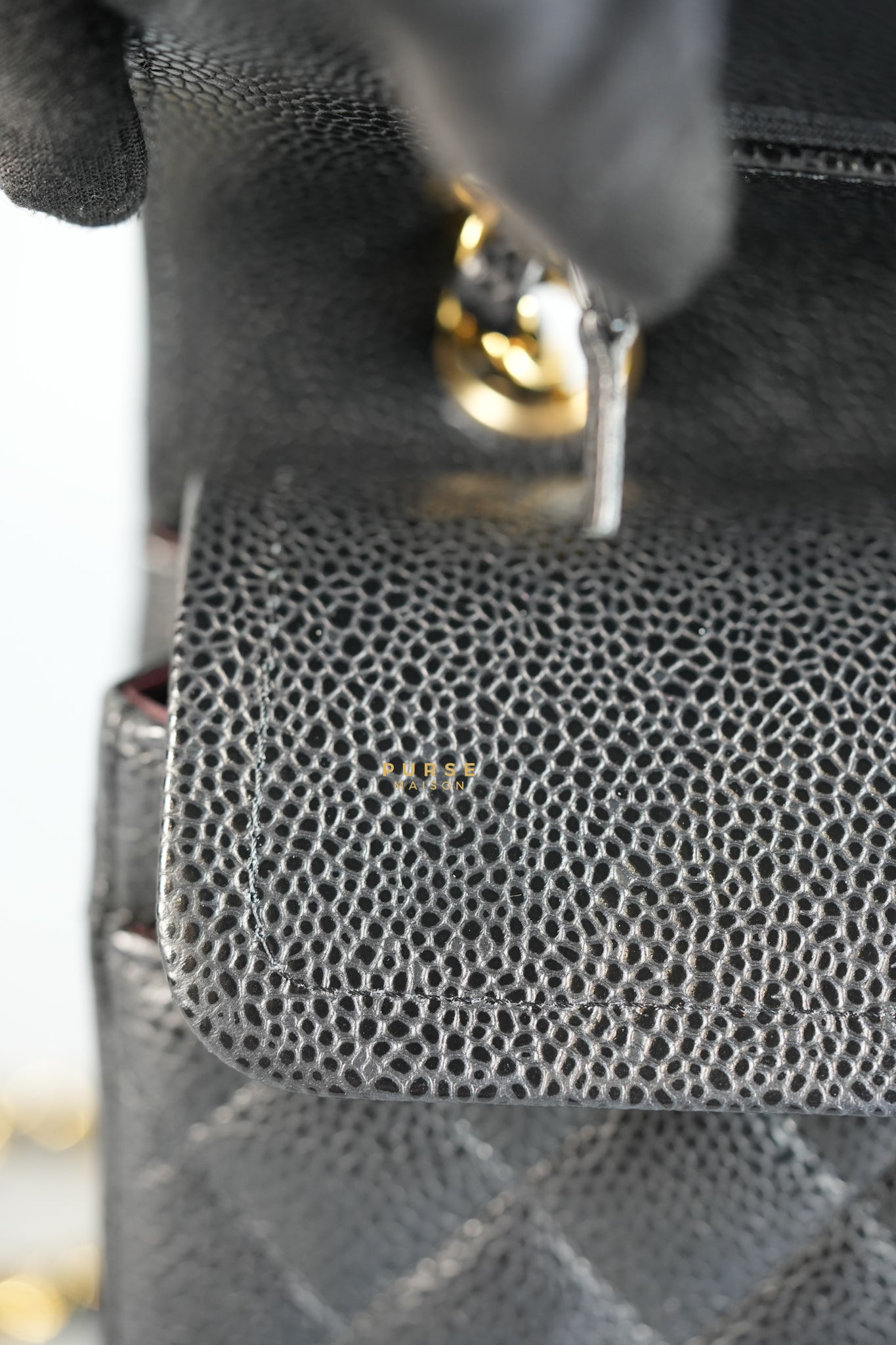 Classic Double Flap in Small Black Caviar Leather & Gold Hardware (Microchip) | Purse Maison Luxury Bags Shop