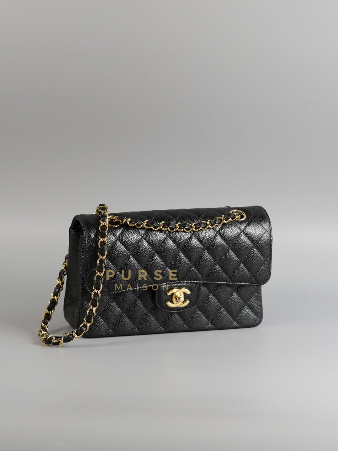 Classic Double Flap in Small Black Caviar Leather & Gold Hardware (Microchip) | Purse Maison Luxury Bags Shop