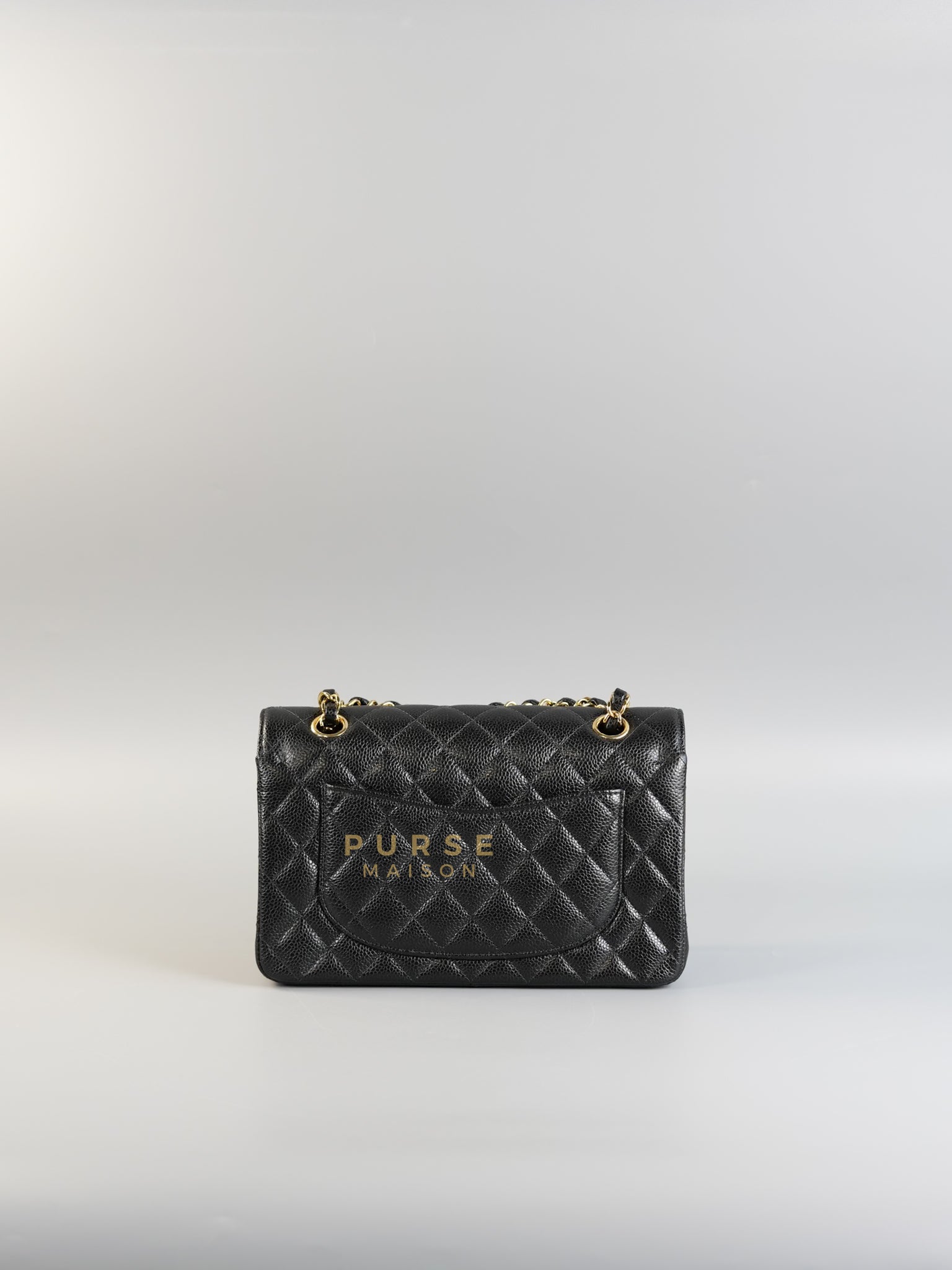 Classic Double Flap in Small Black Caviar Leather & Gold Hardware (Microchip) | Purse Maison Luxury Bags Shop