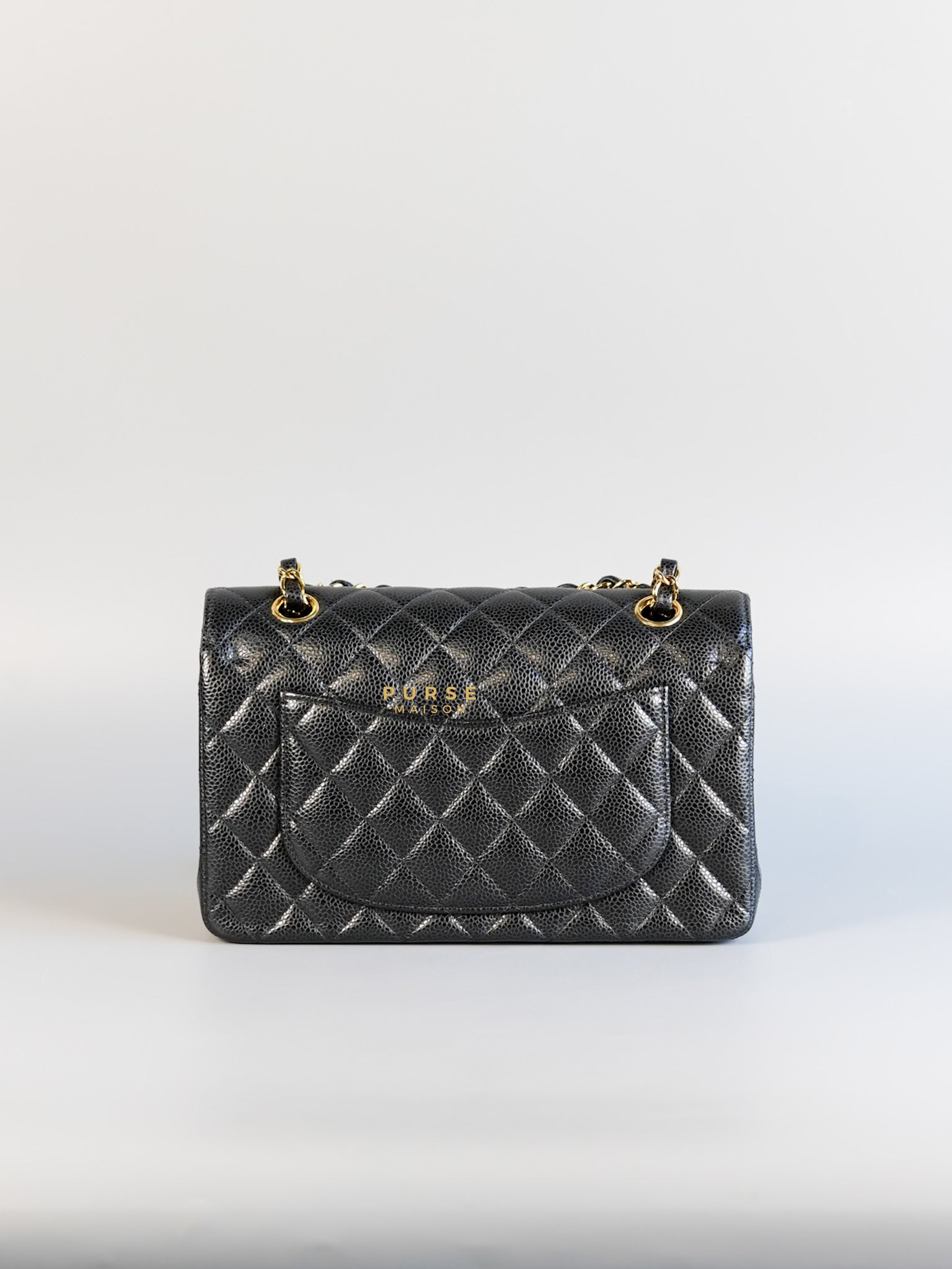 Classic Double Flap in Small Black Caviar Leather & Gold Hardware (Microchip) | Purse Maison Luxury Bags Shop