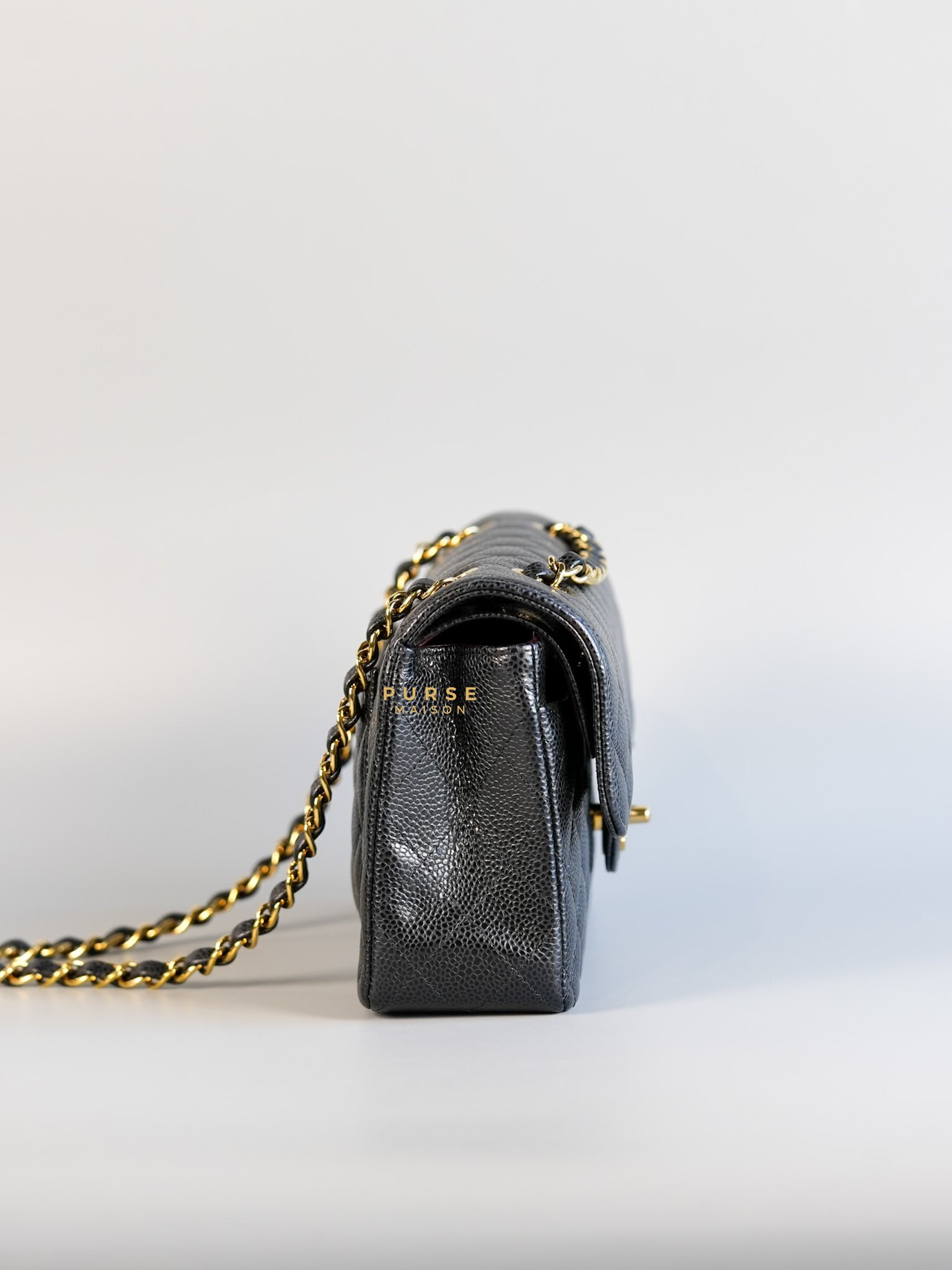 Classic Double Flap in Small Black Caviar Leather & Gold Hardware (Microchip) | Purse Maison Luxury Bags Shop