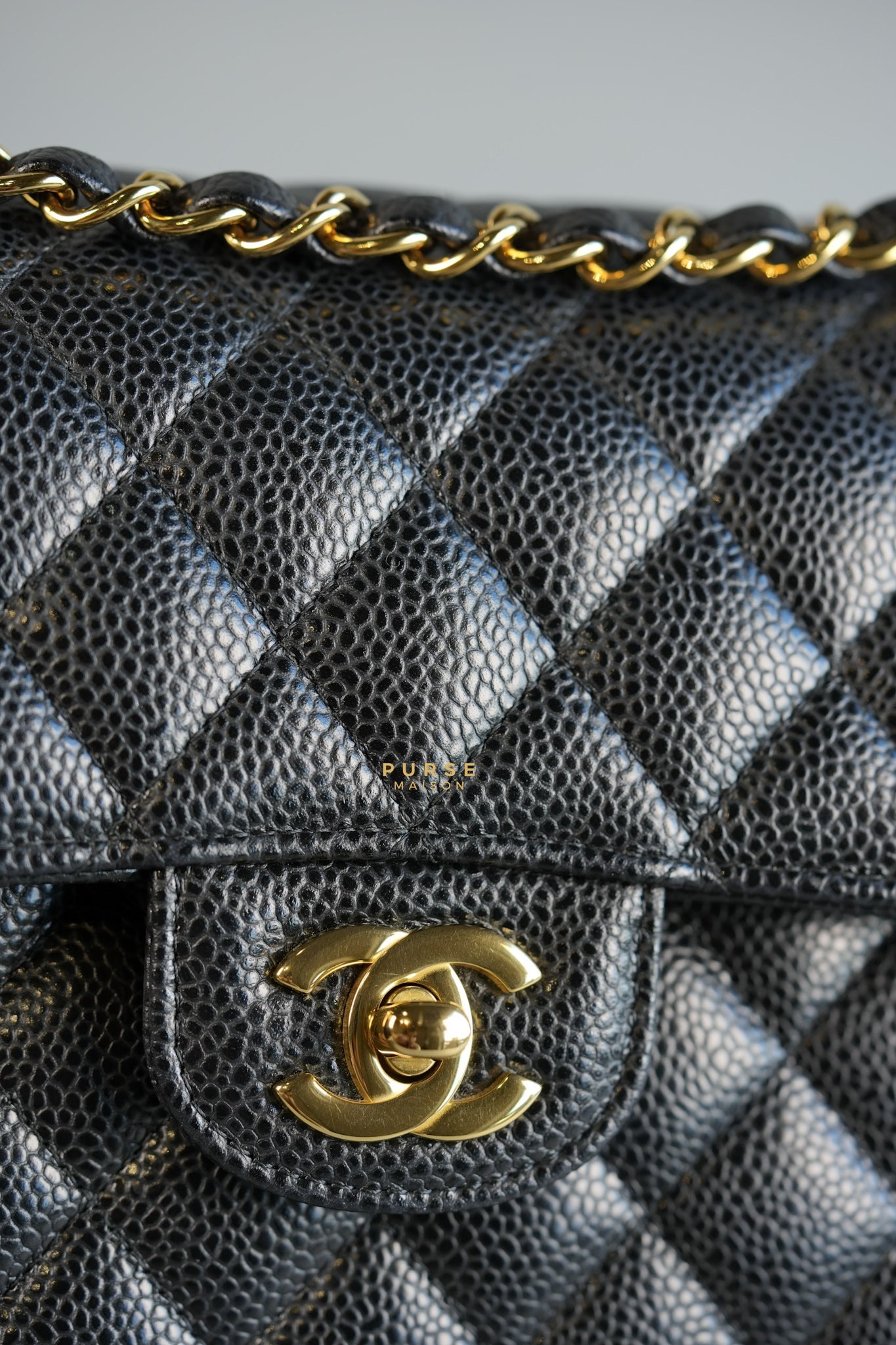 Classic Double Flap in Small Black Caviar Leather & Gold Hardware (Microchip) | Purse Maison Luxury Bags Shop