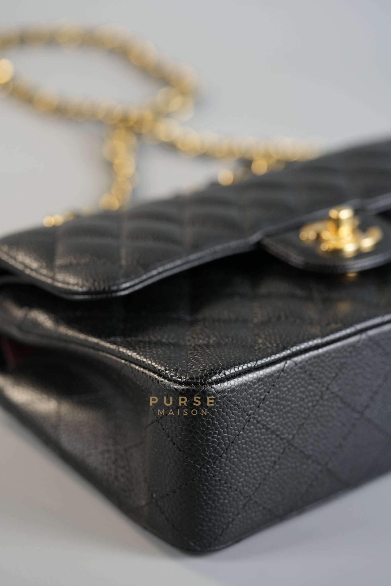 Classic Double Flap in Small Black Caviar Leather & Gold Hardware (Microchip) | Purse Maison Luxury Bags Shop