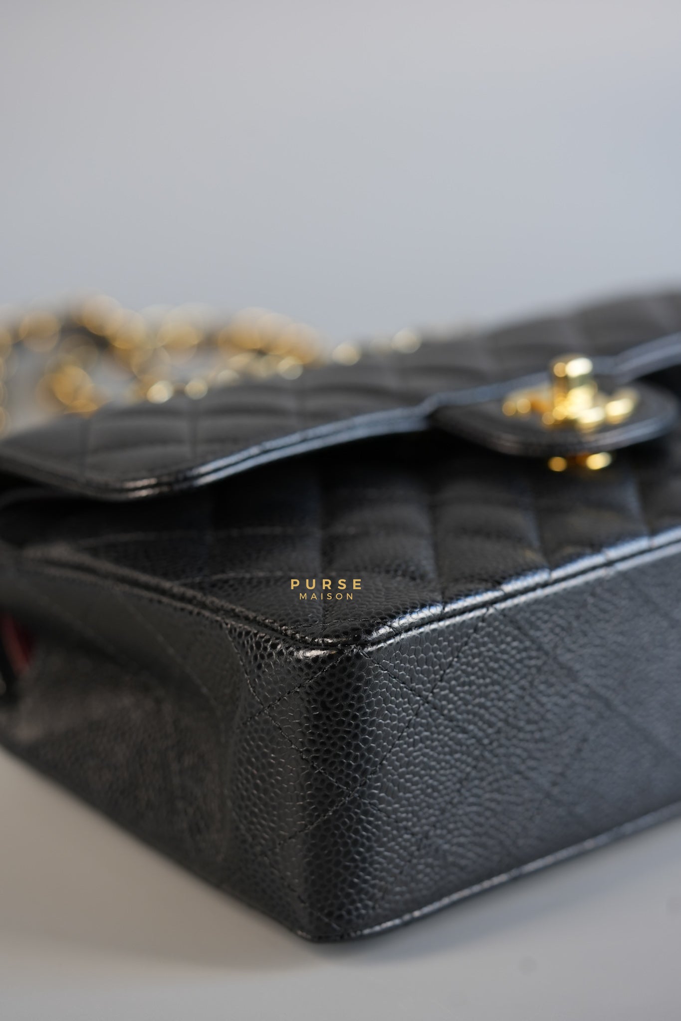 Classic Double Flap in Small Black Caviar Leather & Gold Hardware (Microchip) | Purse Maison Luxury Bags Shop