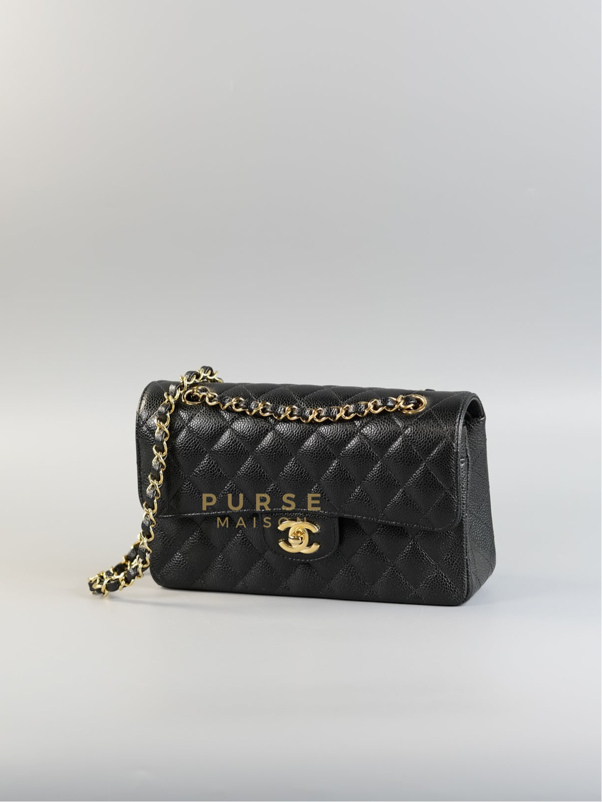 Classic Double Flap in Small Black Caviar Leather & Gold Hardware (Microchip) | Purse Maison Luxury Bags Shop