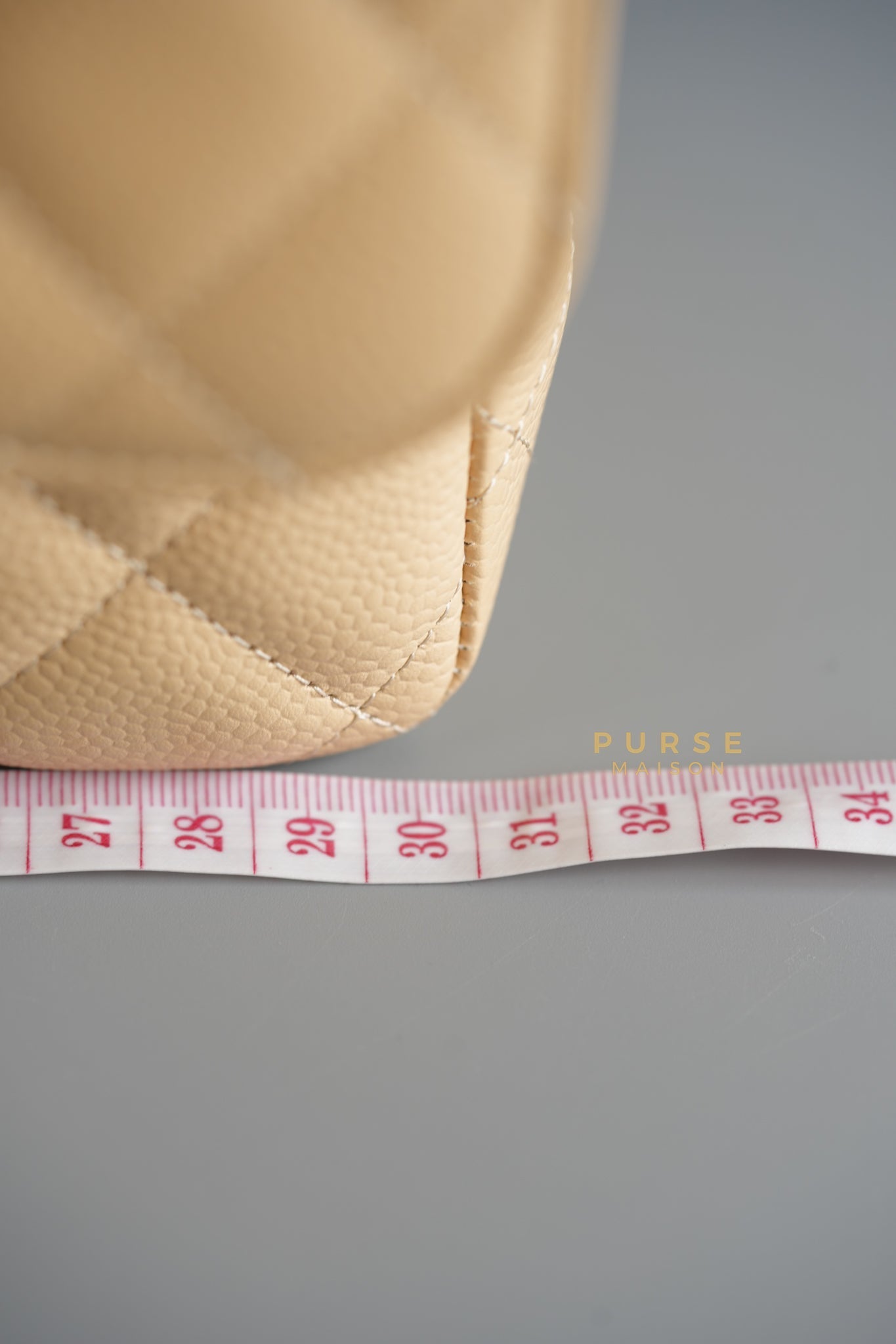 Classic Double Flap Jumbo in Beige Clair Caviar Leather and Gold Hardware (Microchip)